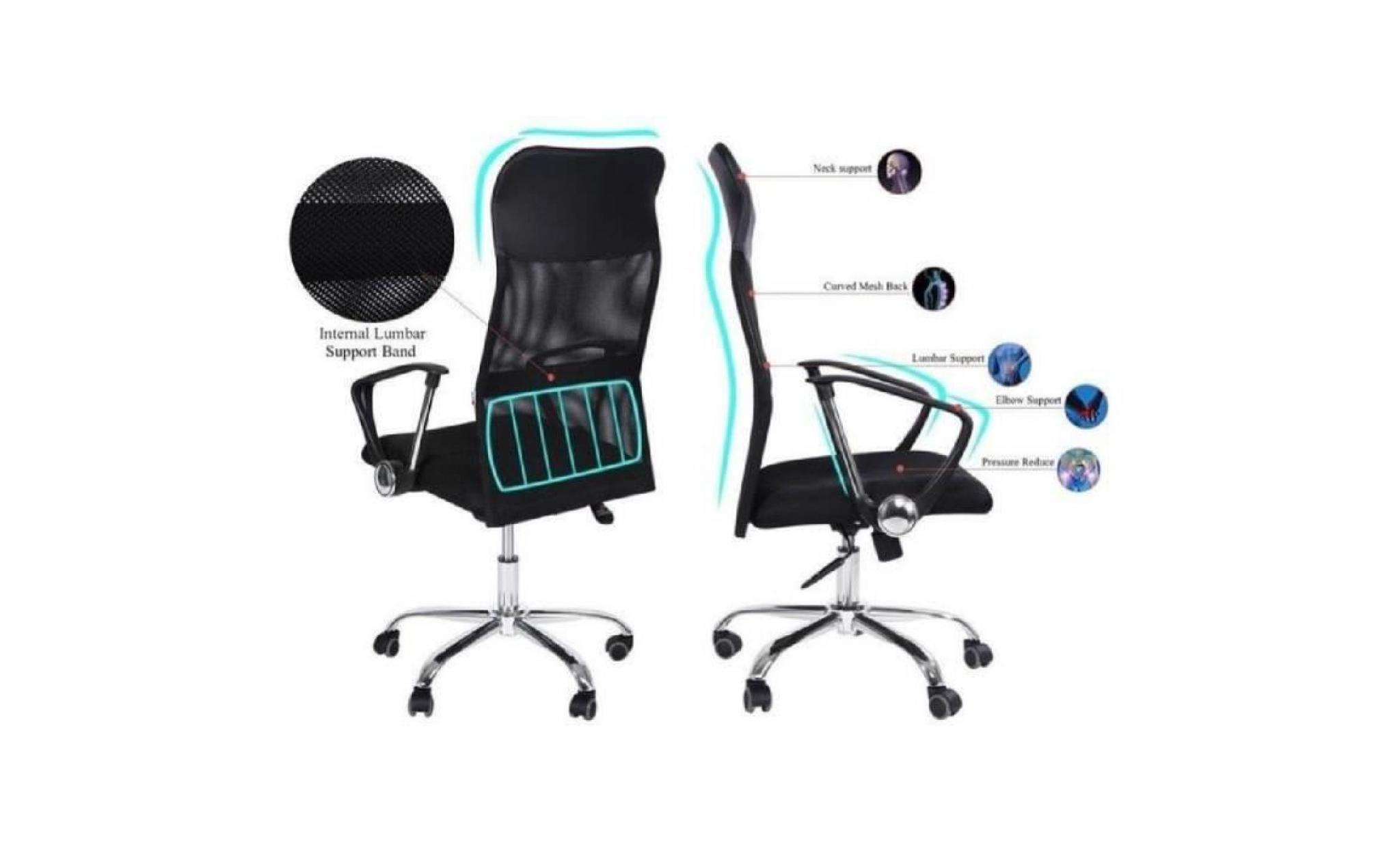 chaise de bureau d'ordinateur fauteuil maille de direction 360 °pivotant en cuir pu avec 4 roues   xy fr