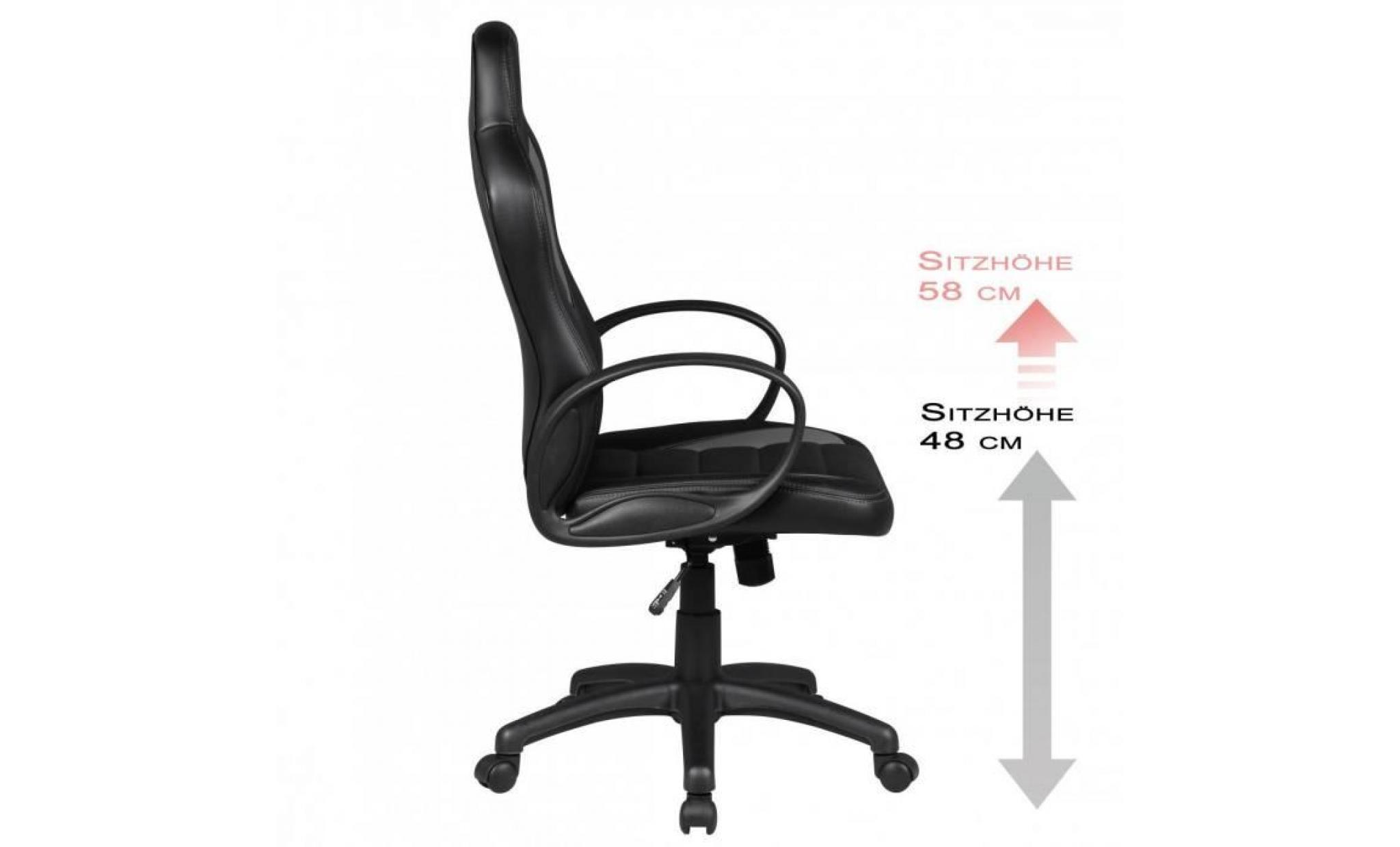 chaise de bureau dakar noir gris racing chefsessel racer chaise pivotante chaise inclinable 120 kg fonction de bureau pas cher