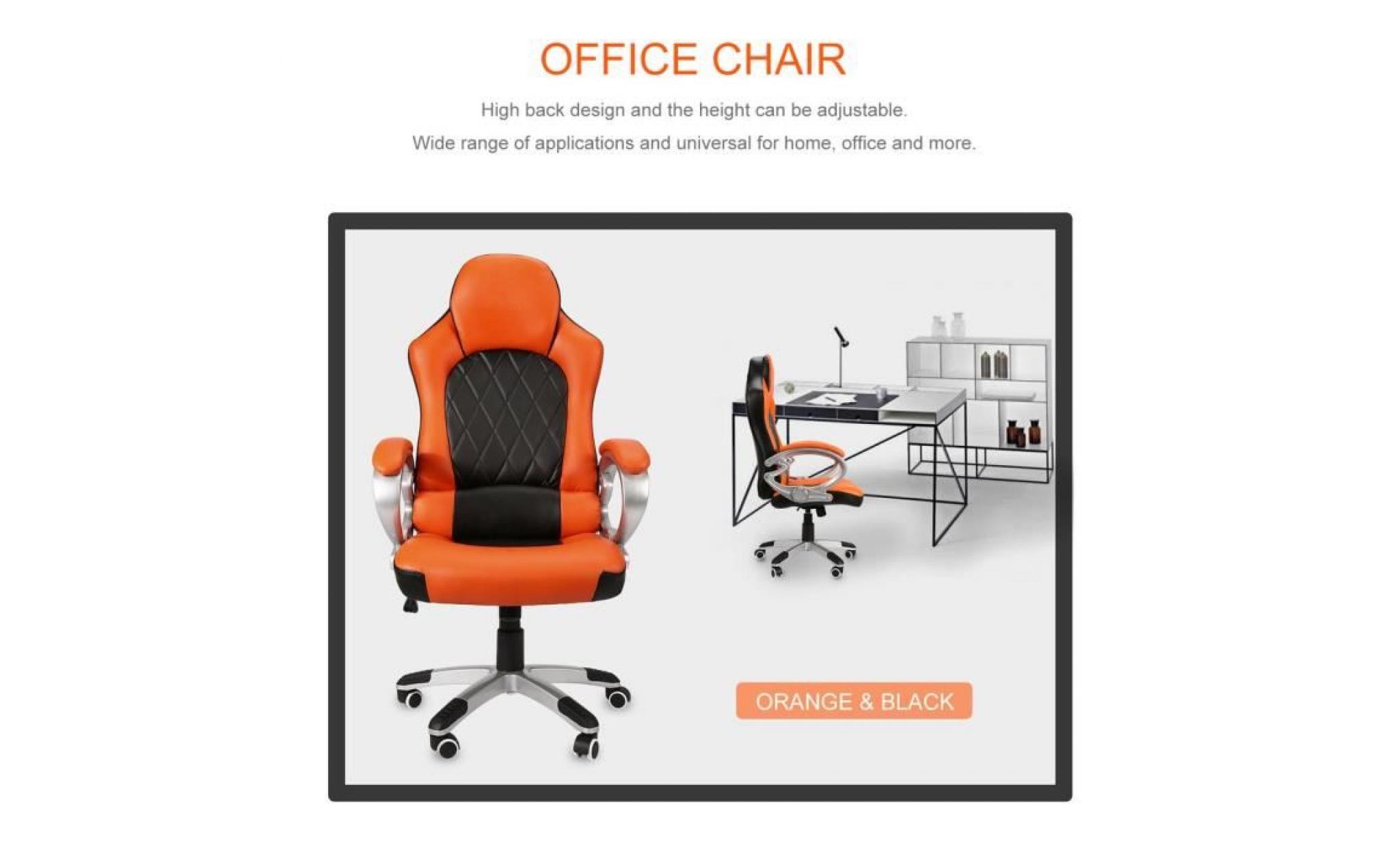 chaise de bureau de course 360° rotation haut dossier réglable hauteur avec accoudoir chaise de jeu informatique ergonomique pas cher