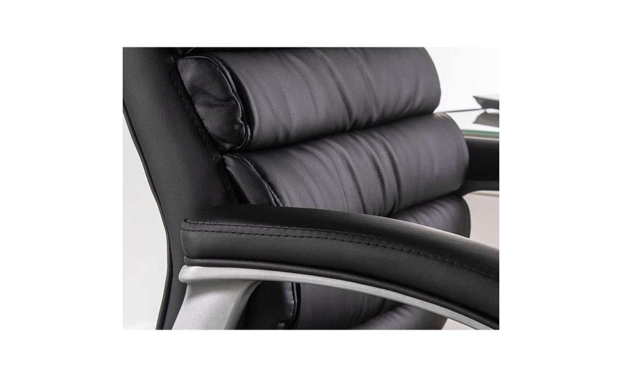 chaise de bureau design avec roulettes en pvc coloris noir pas cher