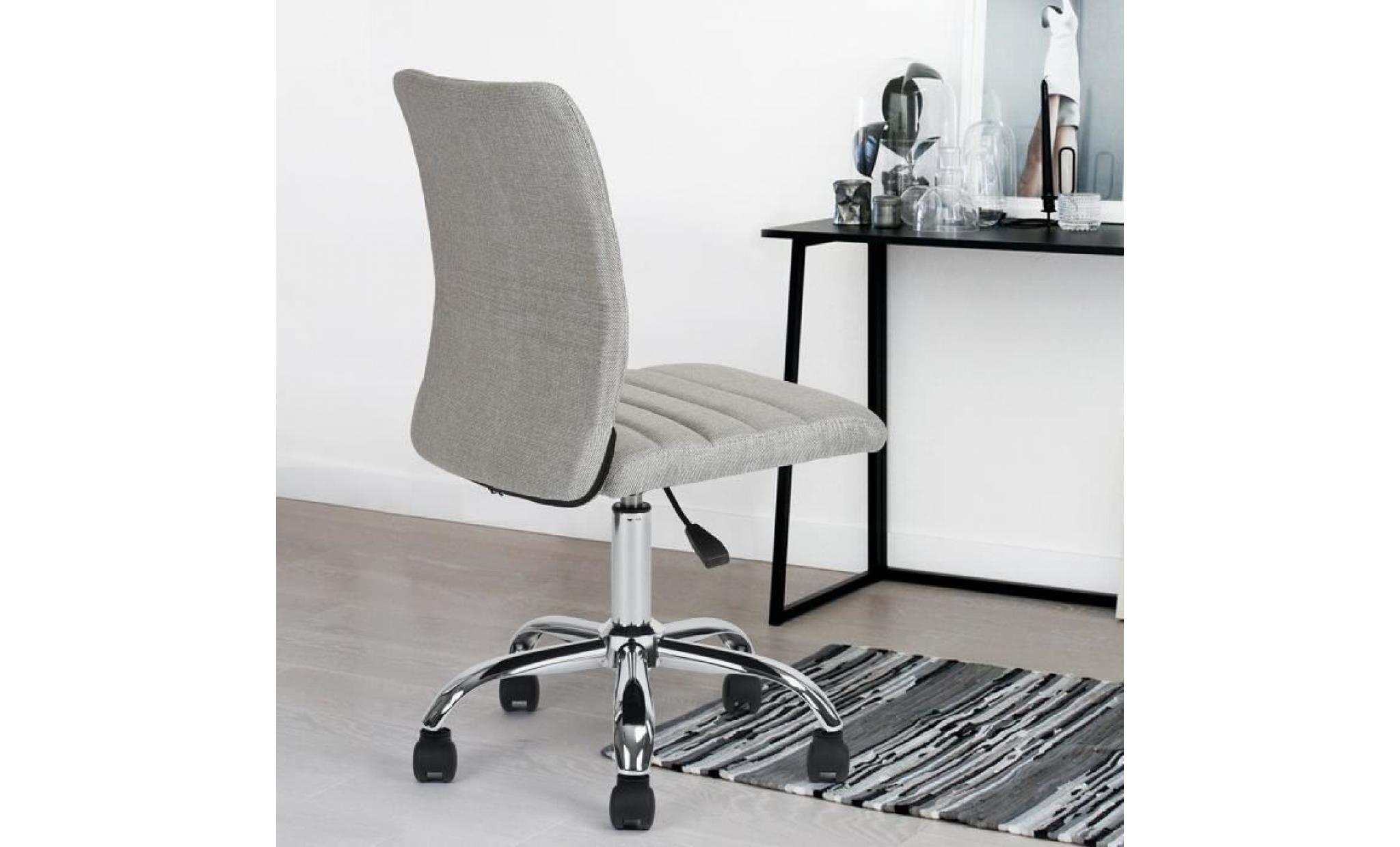 chaise de bureau doré tissu métal chromé hauteur réglable pivotante 360 degrés pas cher