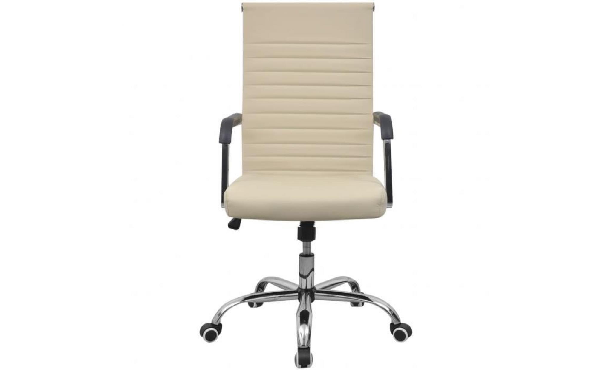 chaise de bureau en cuir artificiel 55x63 cm crème fauteuil de bureau fauteuil gamer chaise scandinave contemporain pas cher