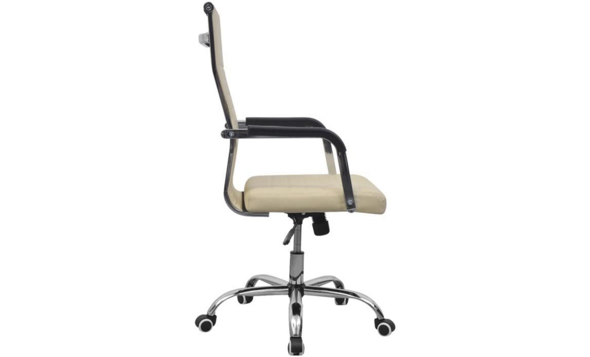 chaise de bureau en cuir artificiel 55x63 cm crème fauteuil de bureau fauteuil gamer chaise scandinave contemporain pas cher
