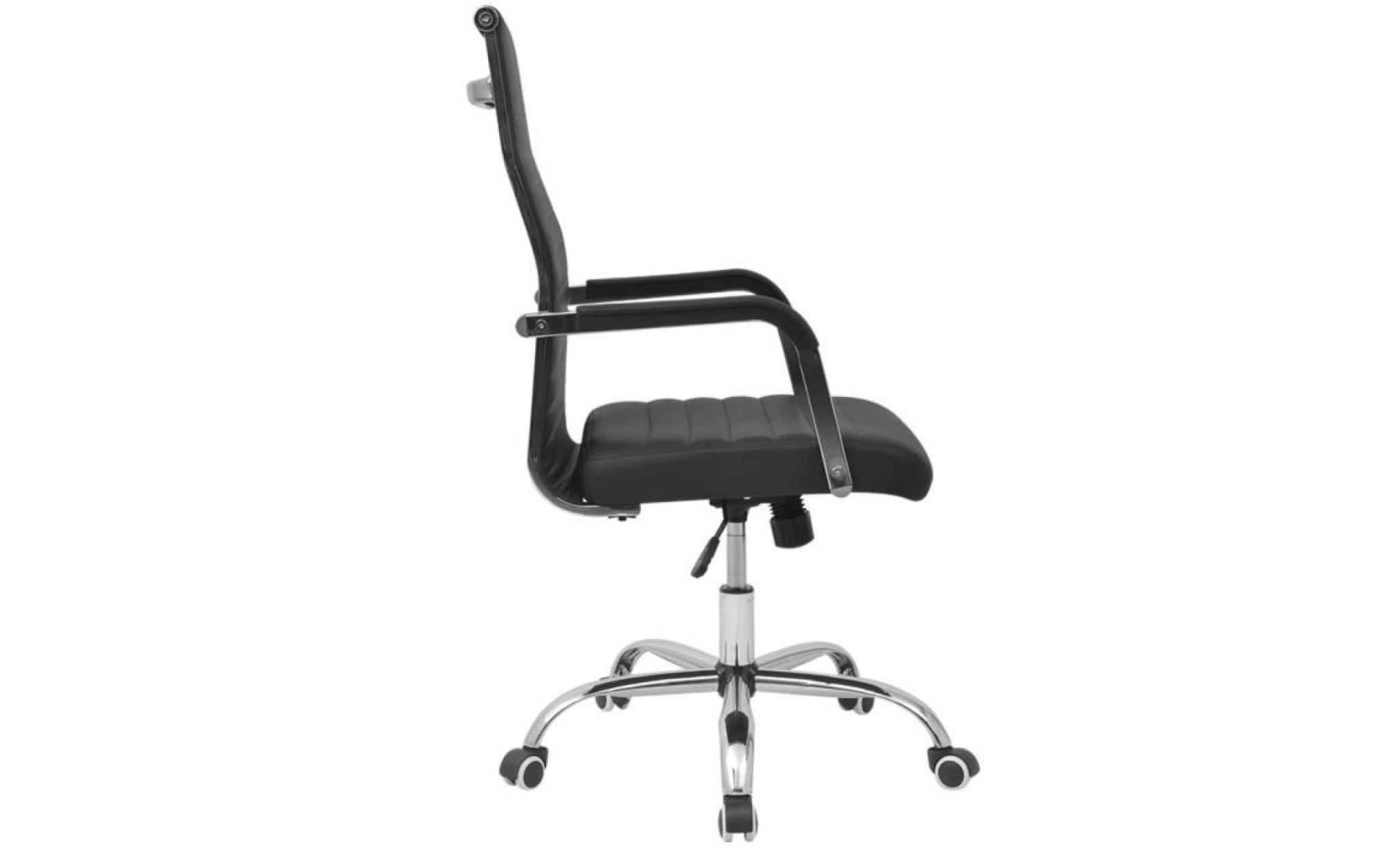 chaise de bureau en cuir artificiel 55x63 cm noir fauteuil de bureau fauteuil gamer chaise scandinave contemporain pas cher