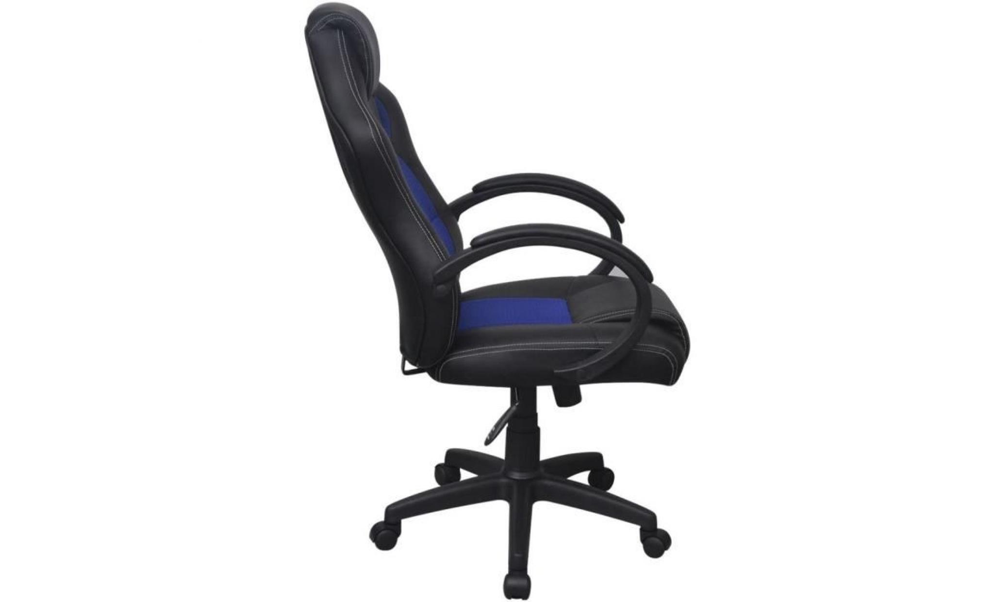 chaise de bureau en cuir artificiel bleu pas cher