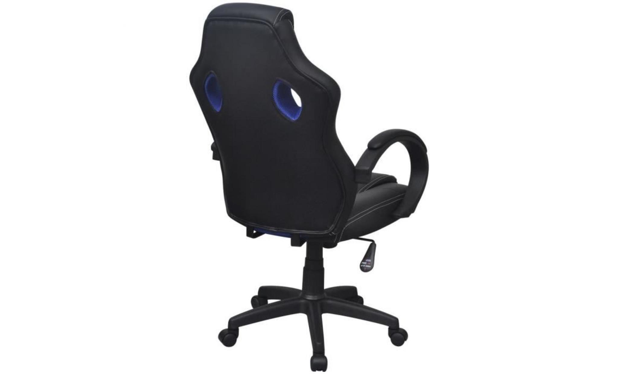 chaise de bureau en cuir artificiel bleu pas cher