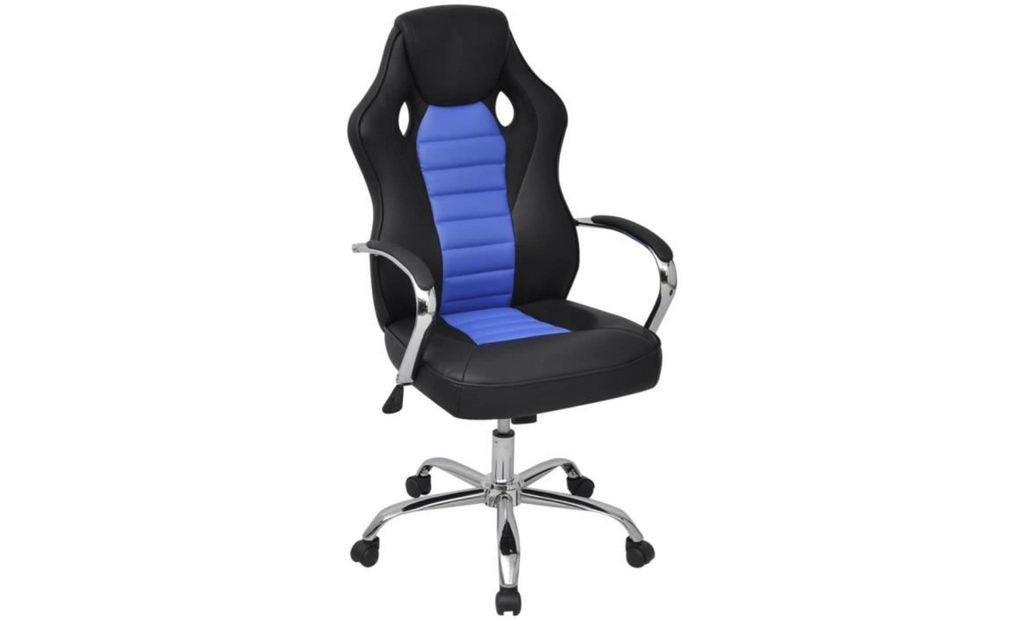 chaise de bureau en cuir artificiel bleu vif