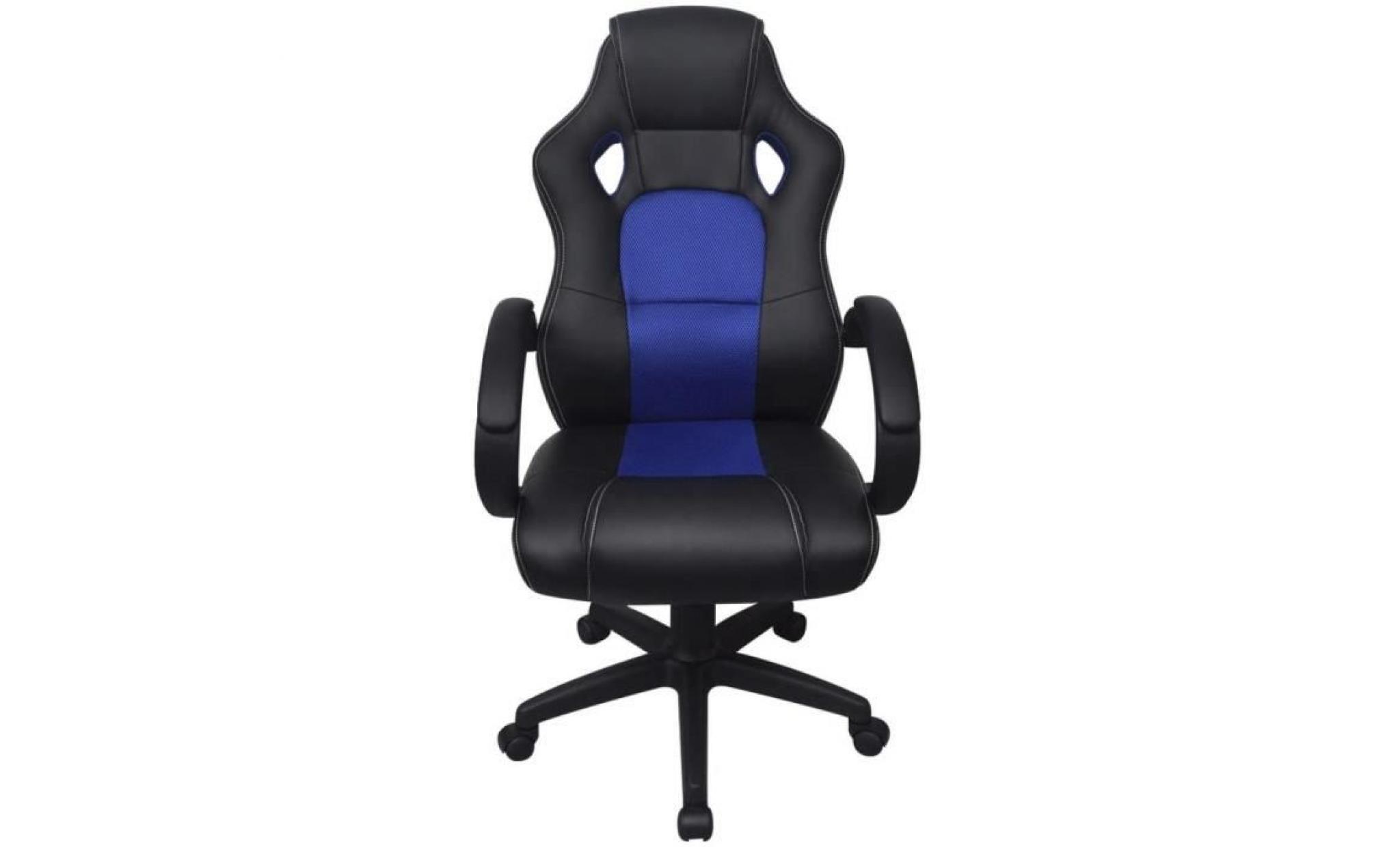 chaise de bureau en cuir artificiel fauteuil de bureau chaises scandinave contemporain bleu pas cher