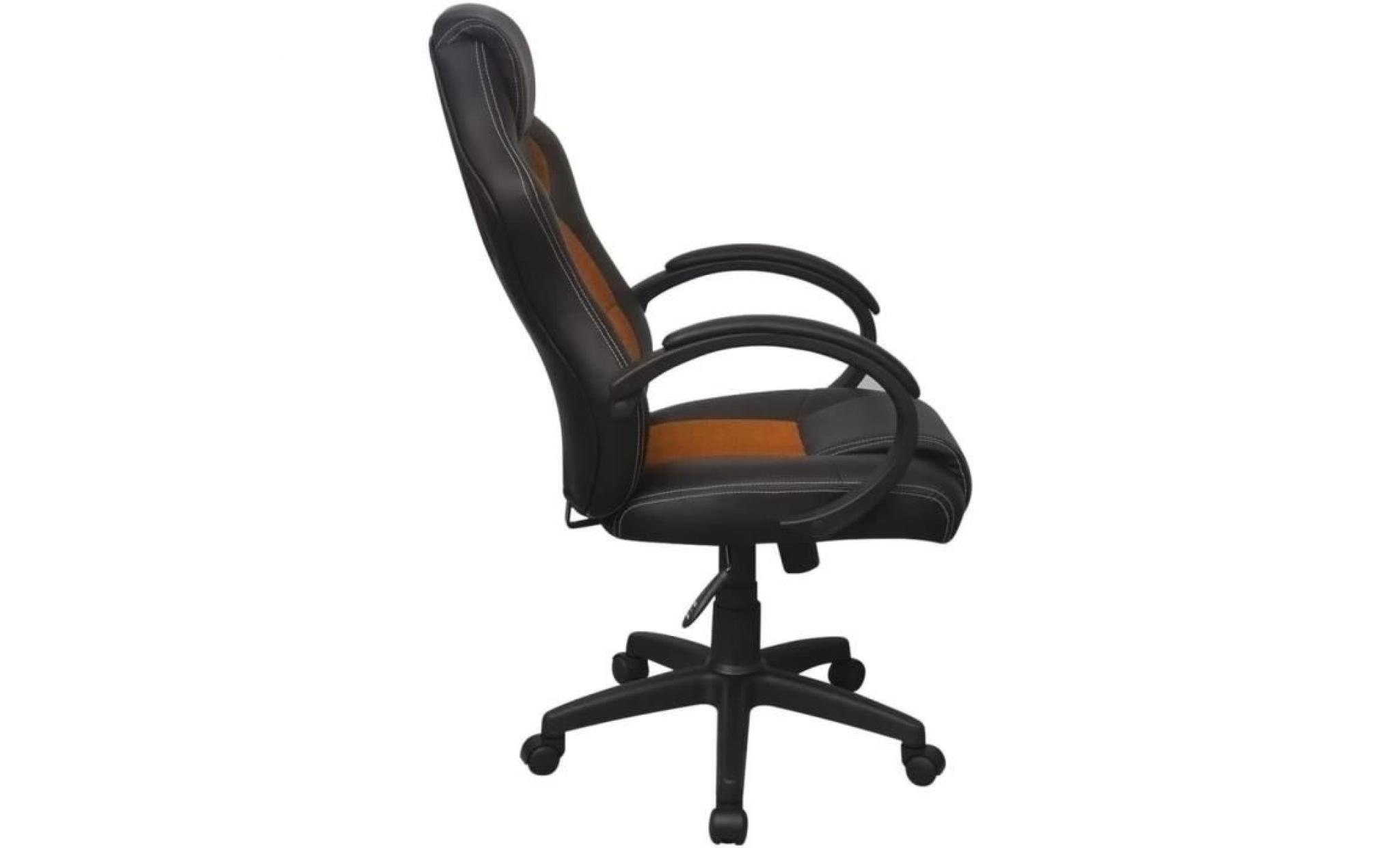 chaise de bureau en cuir artificiel orange pas cher