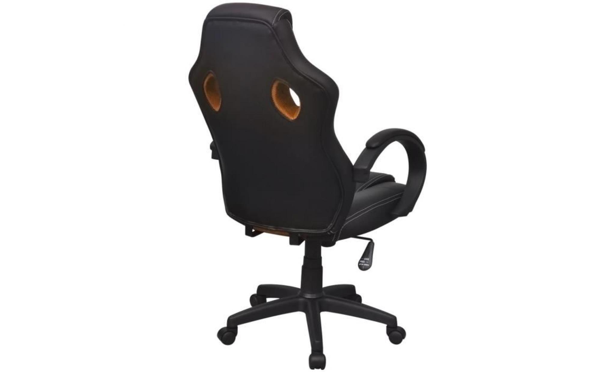 chaise de bureau en cuir artificiel orange fauteuil de bureau fauteuil gamer chaise scandinave contemporain pas cher