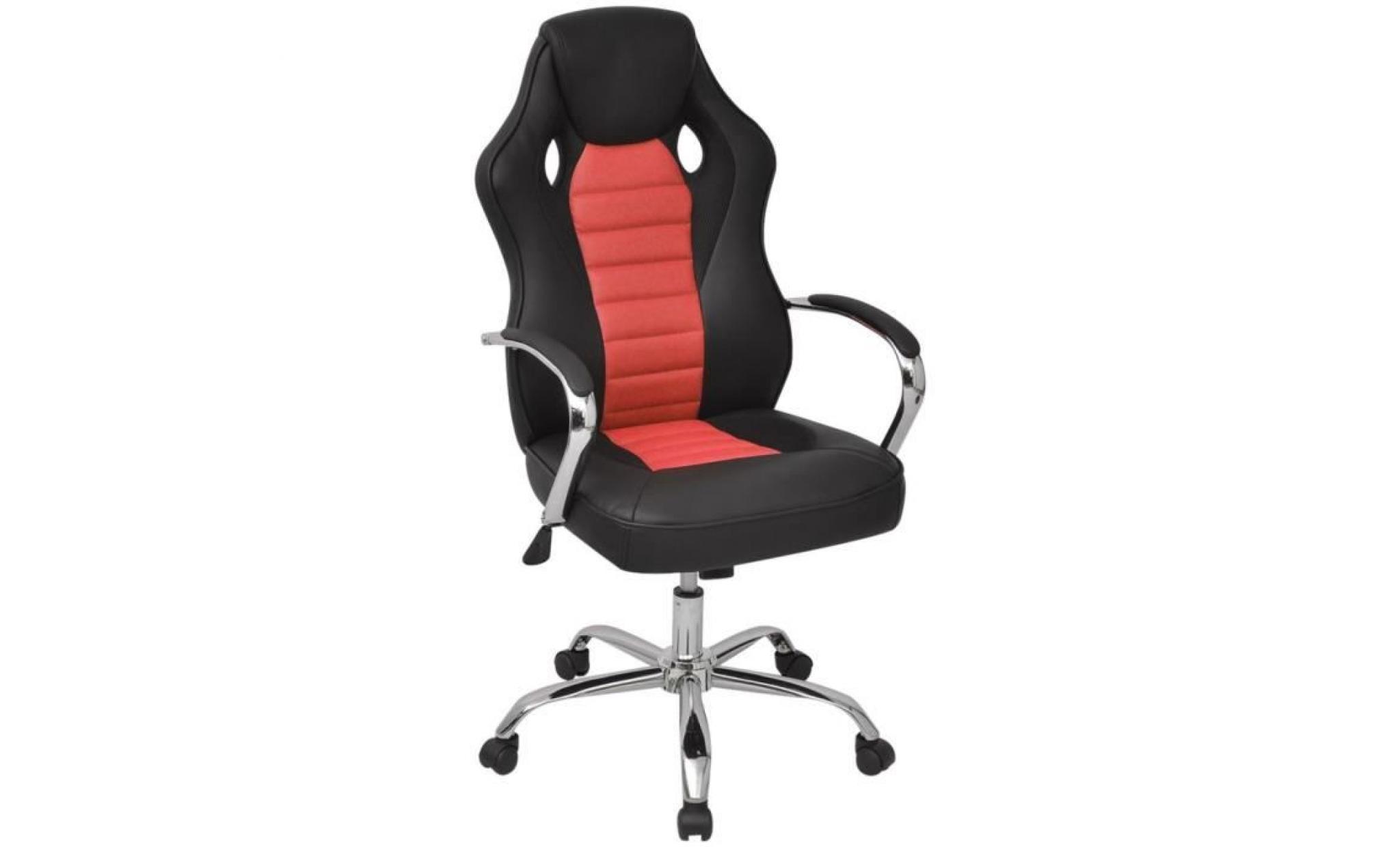 chaise de bureau en cuir artificiel rouge vif