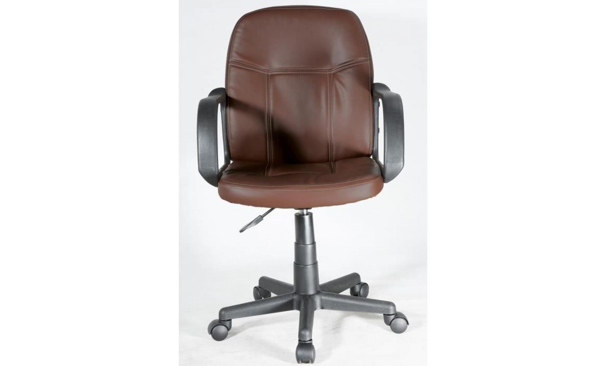chaise de bureau en cuir synthétique coloris chocolat   dim : l.66 x p.70 x h.118 129 cm