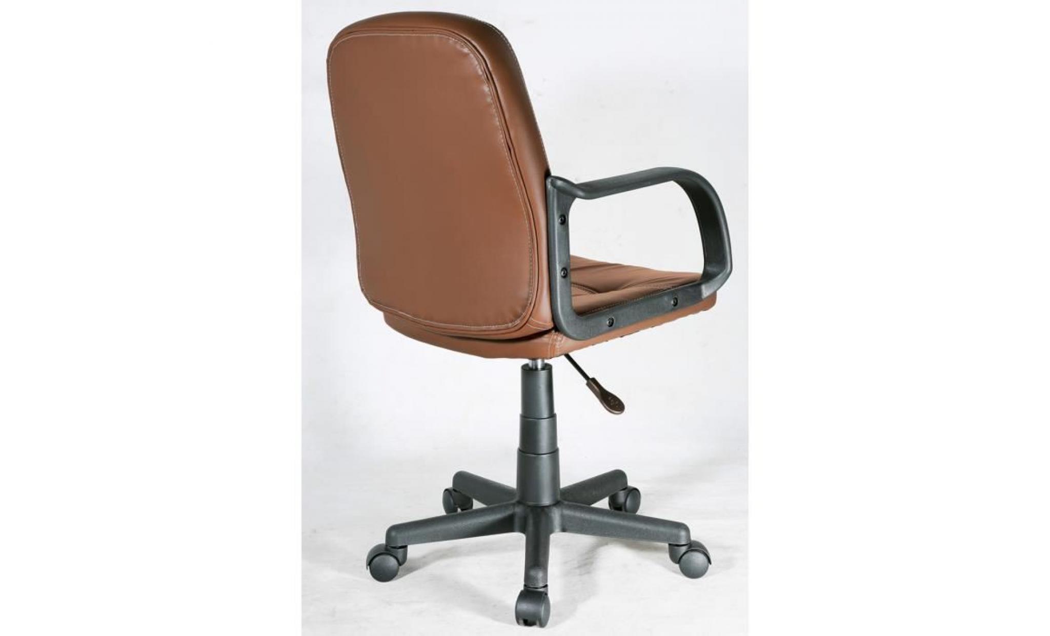 chaise de bureau en cuir synthétique coloris chocolat   dim : l.66 x p.70 x h.118 129 cm pas cher