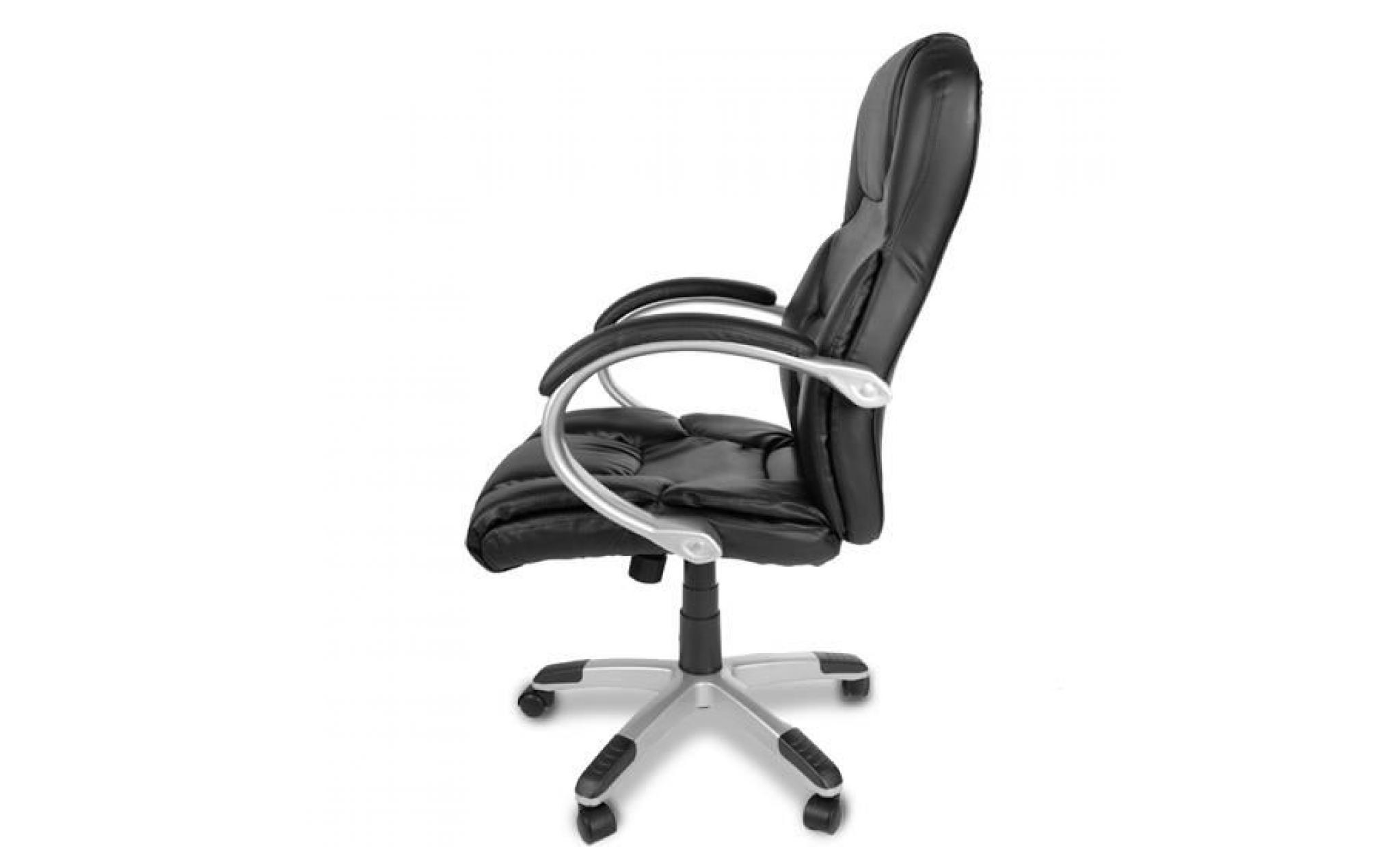 chaise de bureau en noir fauteuil ergonomique cuir synthétique pas cher