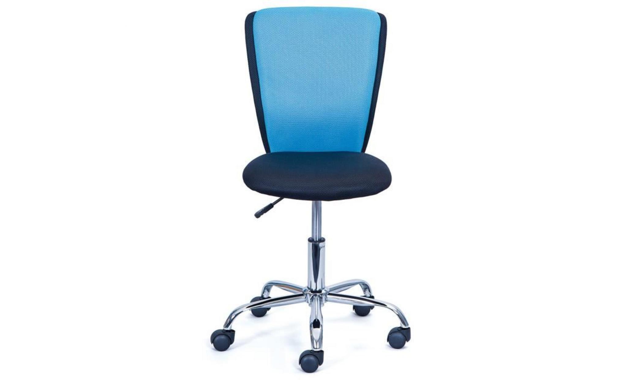 chaise de bureau enfant coloris noir bleu, 41 x 51 x 86 98 cm