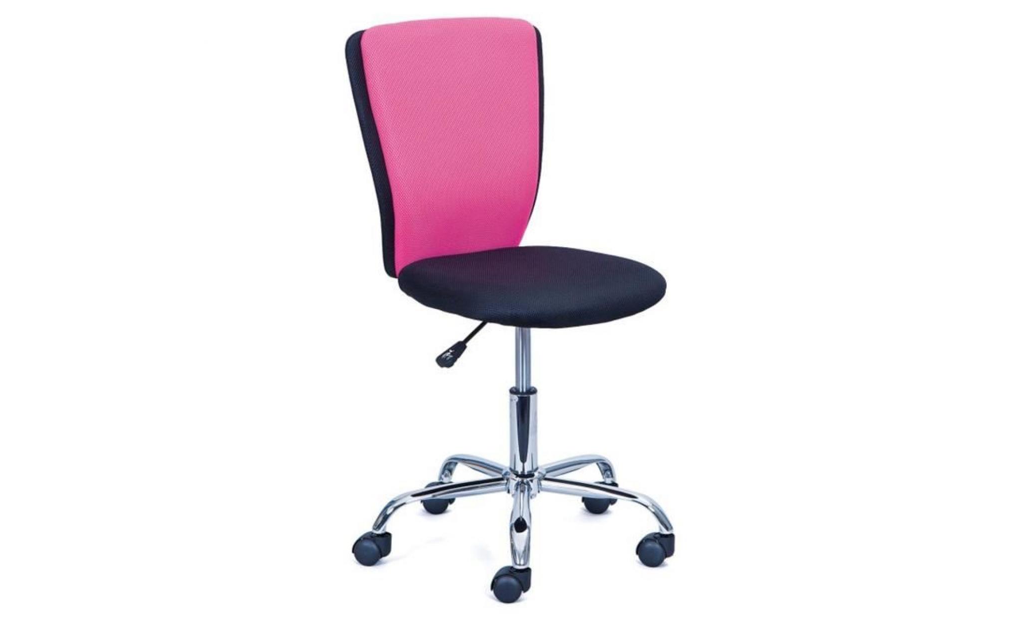 chaise de bureau enfant coloris noir rose, 41 x 51 x 86 98 cm