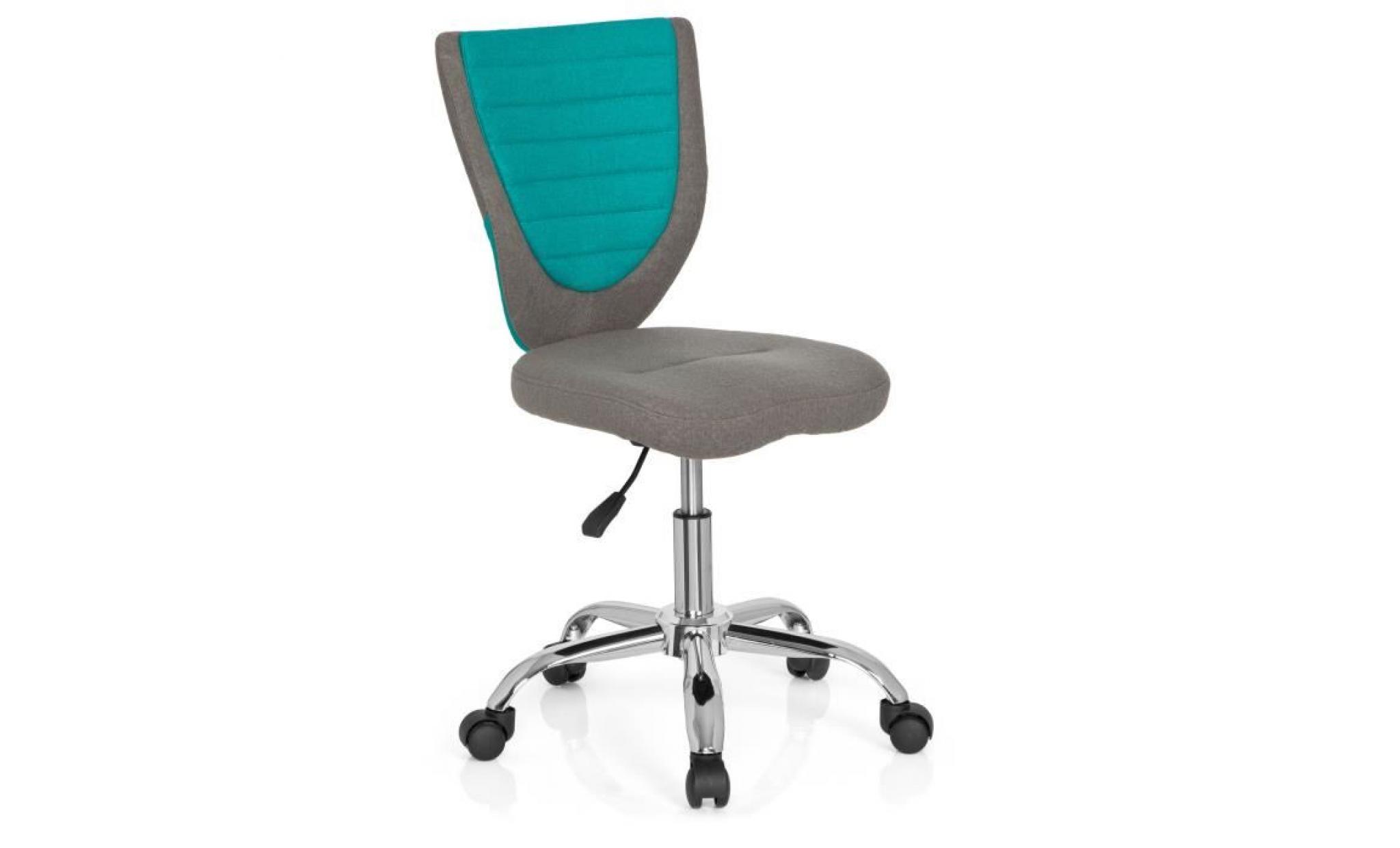 chaise de bureau enfant / siège de bureau enfant kiddy comfort tissu gris/turquoise hjh office