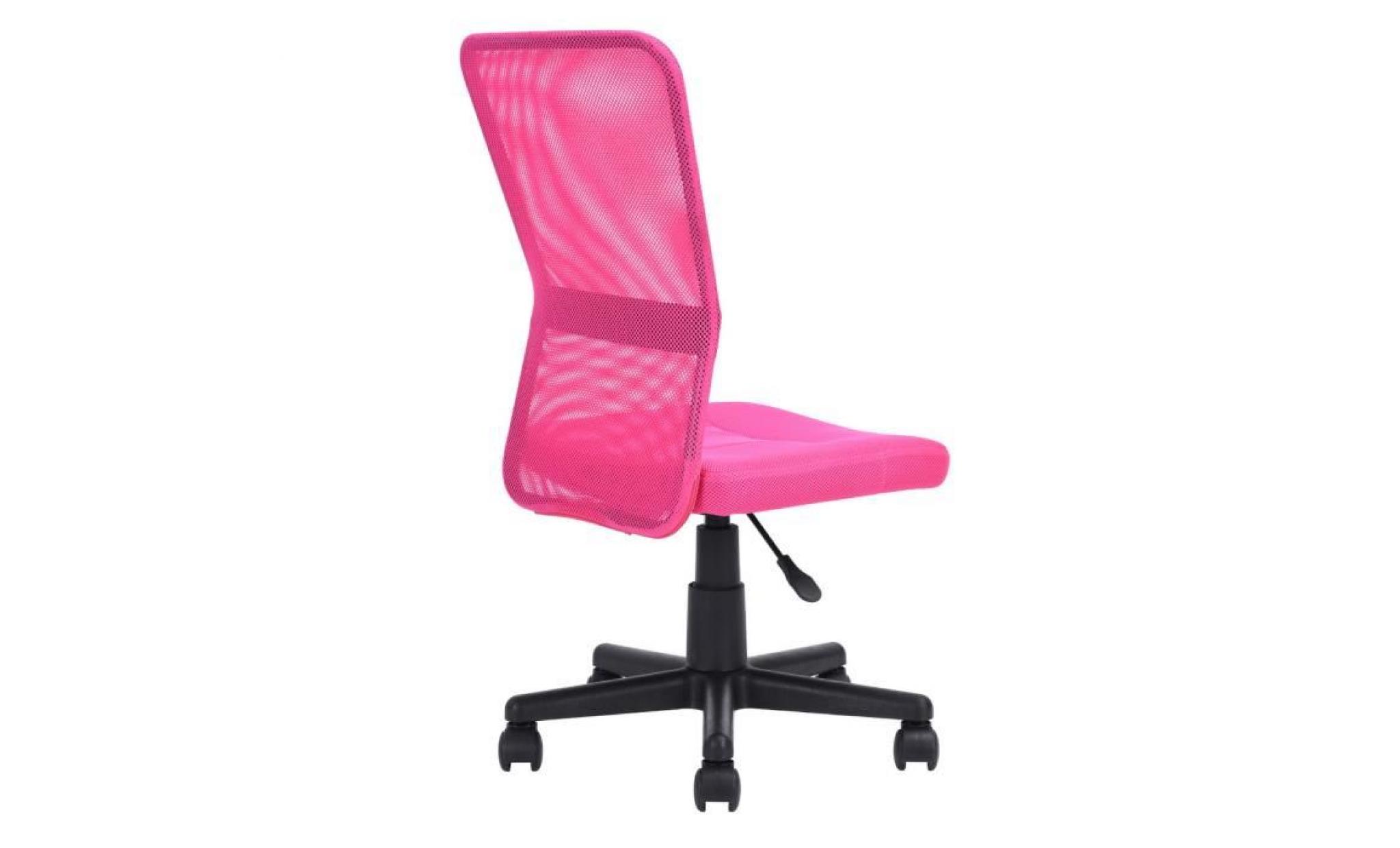 chaise de bureau enfant siège de bureau enfant rose sans accoudoir réglable en tissu mousse réseau nylon plastique noir pivotant pas cher