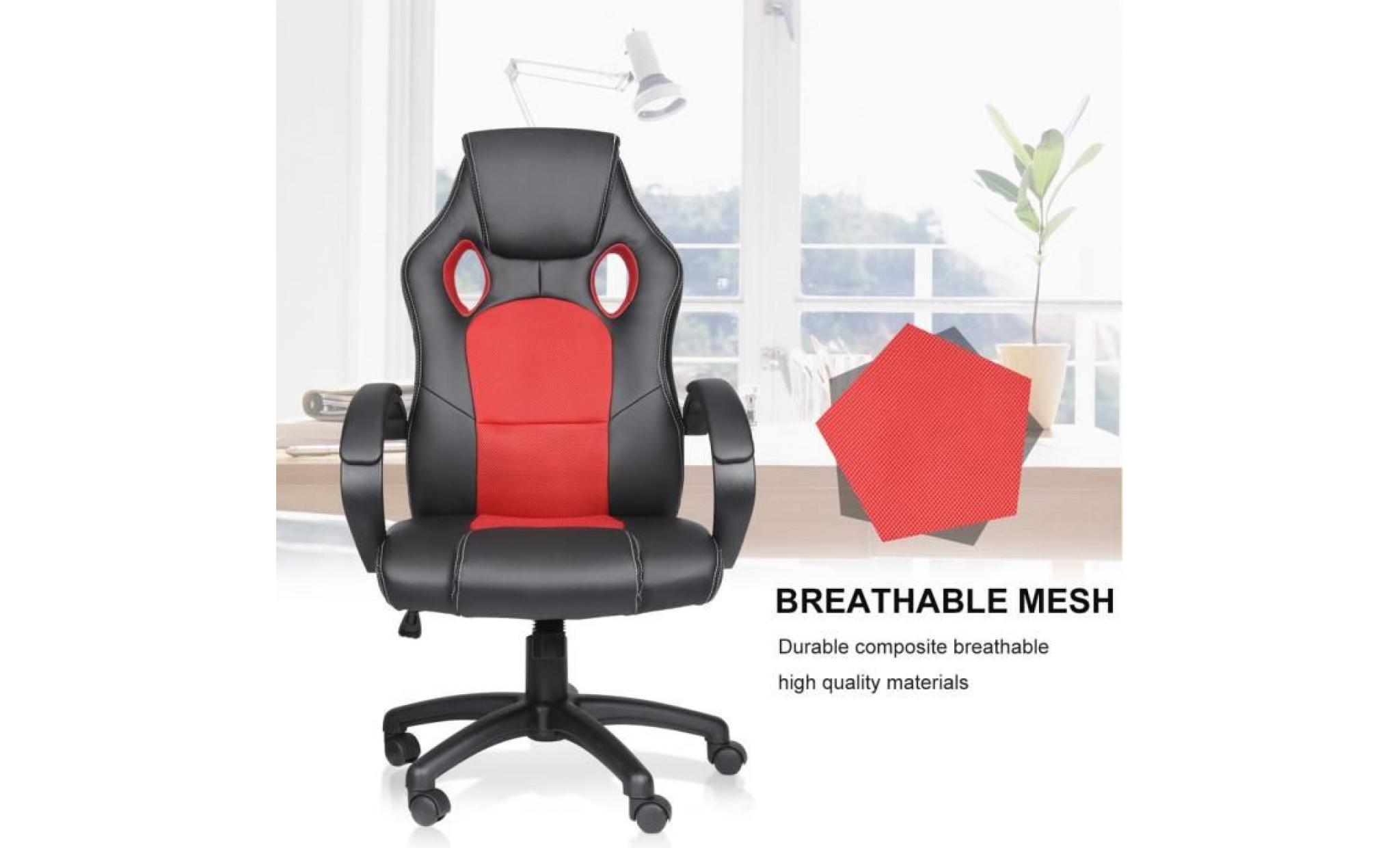 chaise de bureau ergonomique anti fagitue confortable rouge et noir