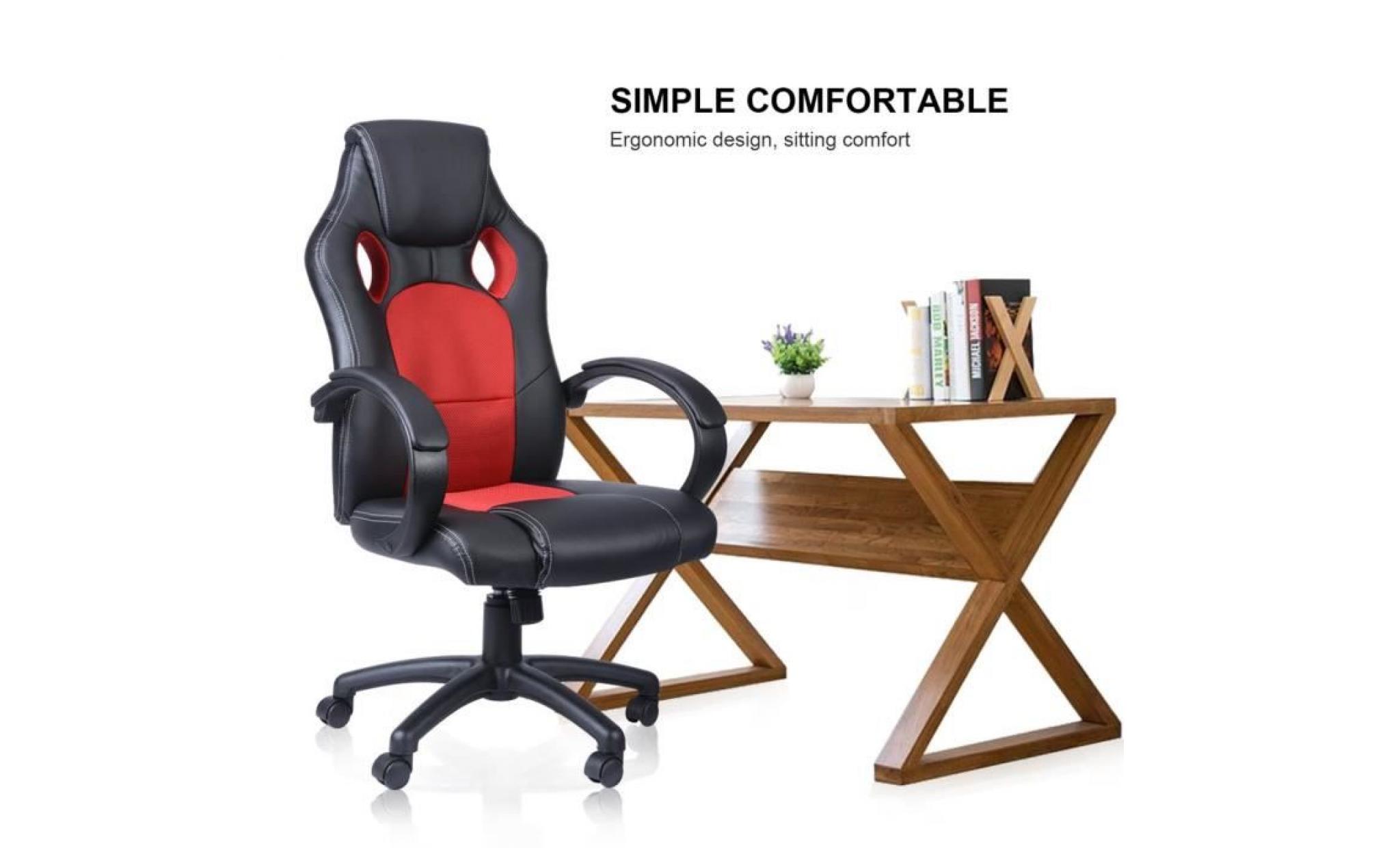 chaise de bureau ergonomique anti fagitue confortable rouge et noir pas cher