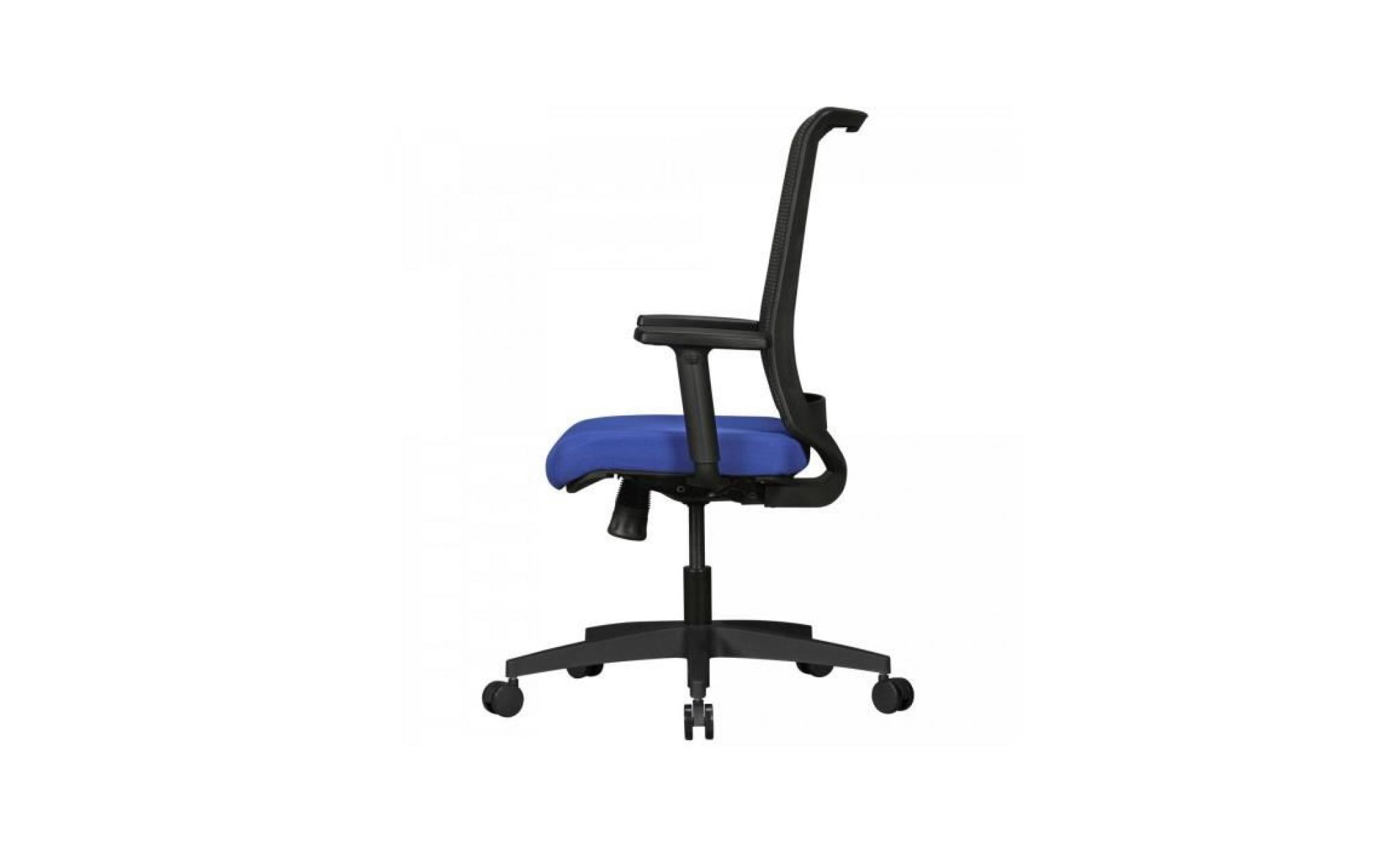 chaise de bureau ergonomique avec couvercle en tissu bleu avec dossier résille avec accoudoirs réglables et un mécanisme de