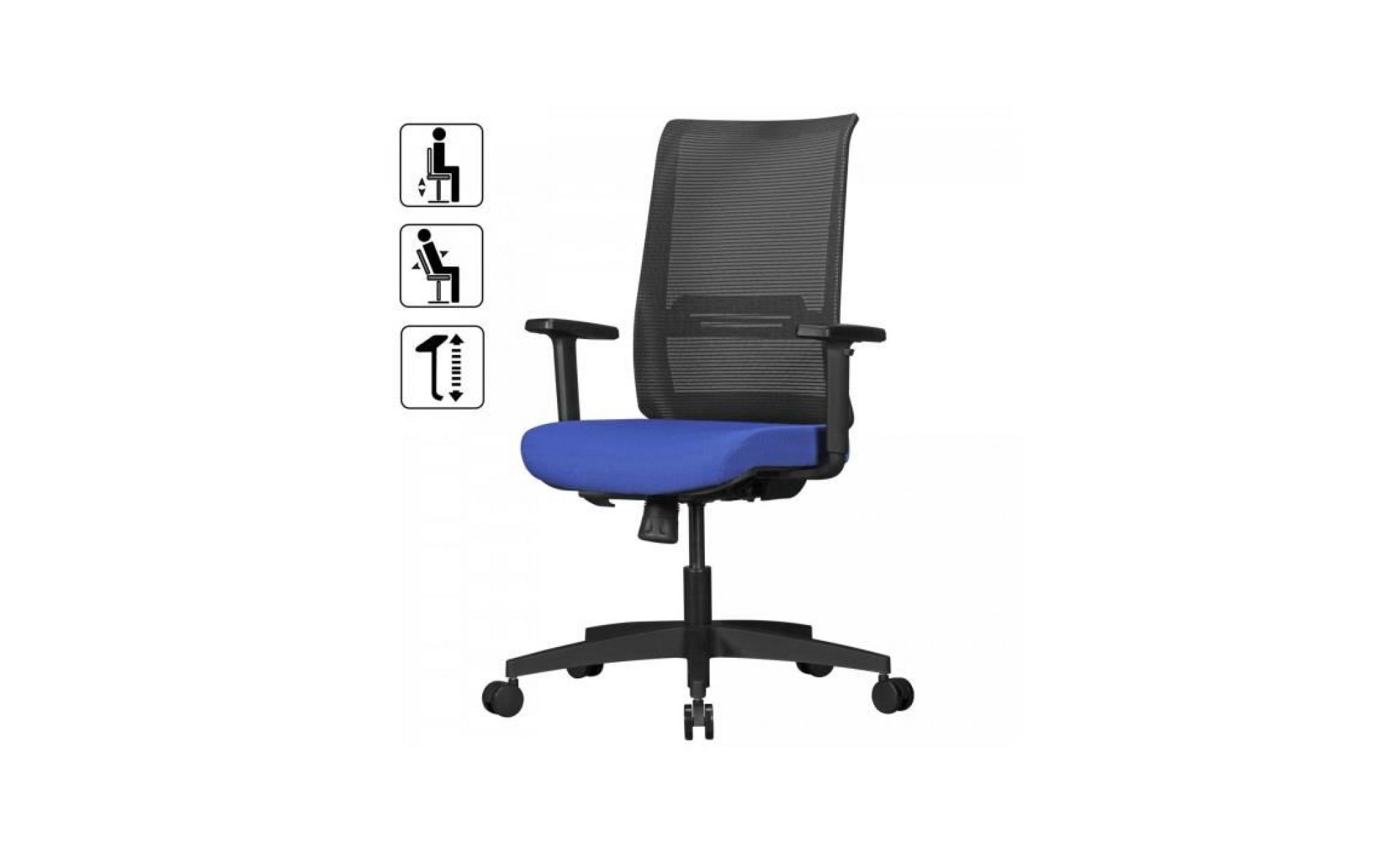 chaise de bureau ergonomique avec couvercle en tissu bleu avec dossier résille avec accoudoirs réglables et un mécanisme de pas cher
