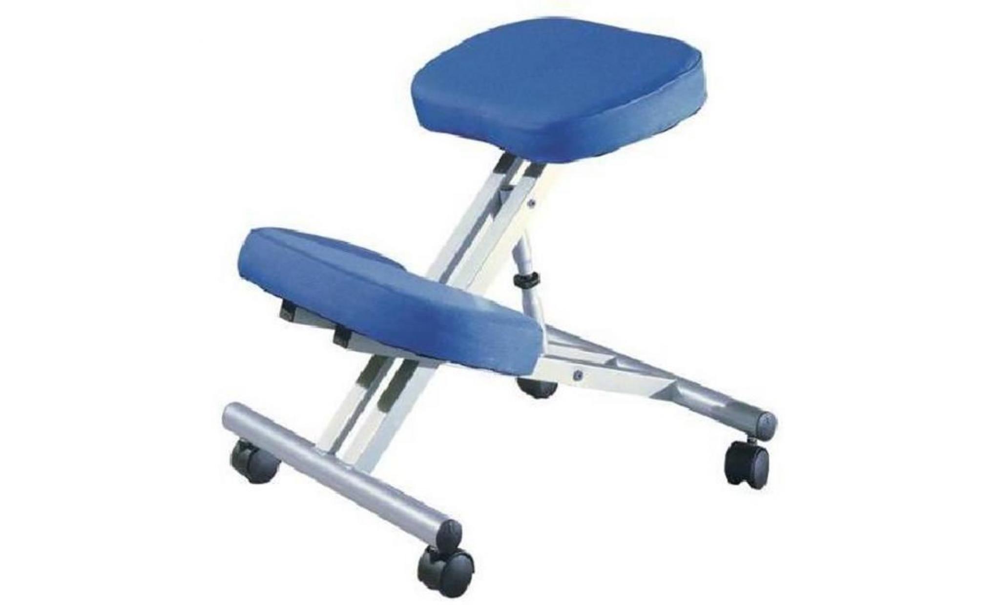 chaise de bureau ergonomique en métal et tissu, coloris bleu   dim : l47 x p 57 63.5 h51 64cm