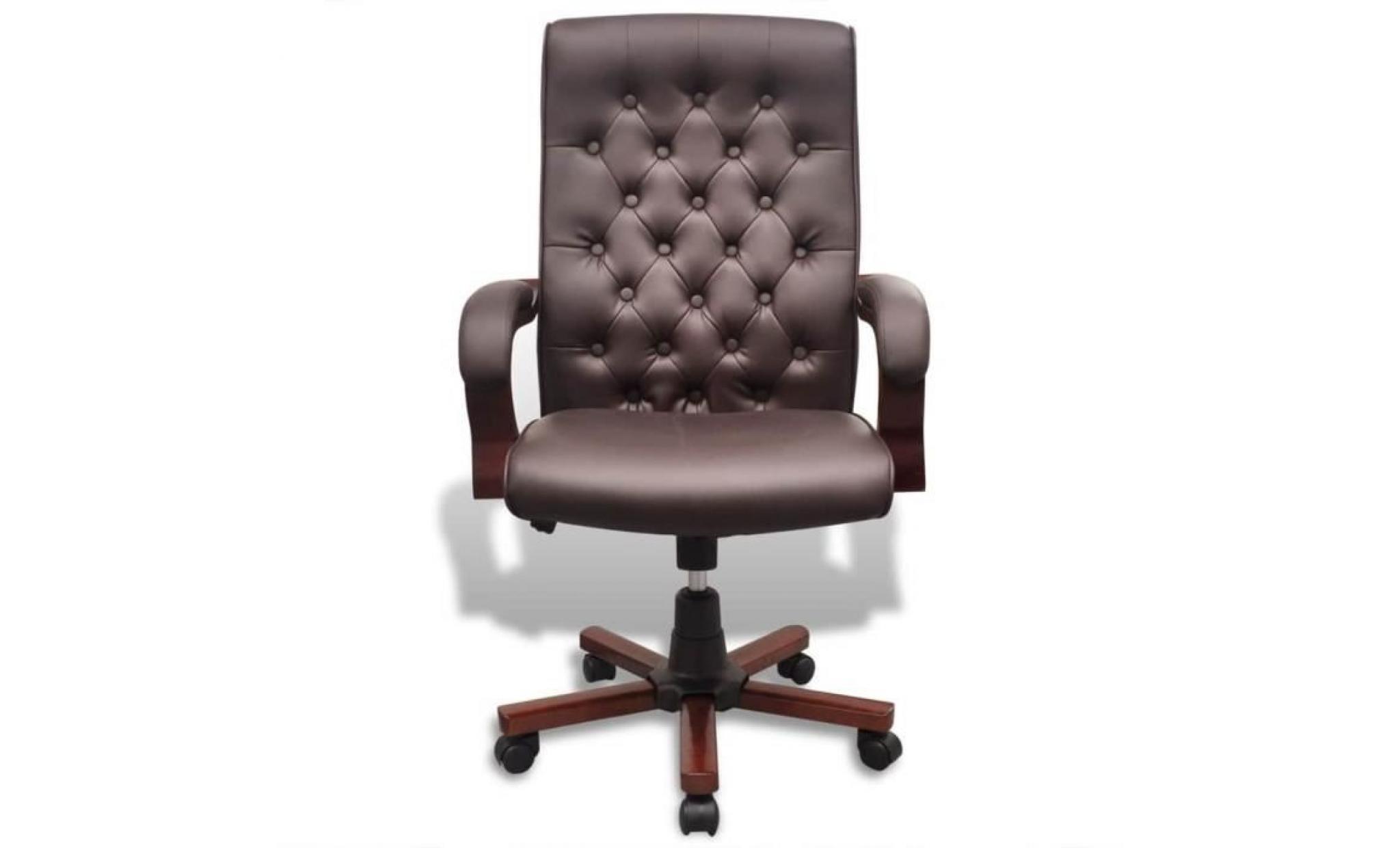 chaise de bureau fauteuil de bureau chesterfield en cuir artificiel noir pas cher