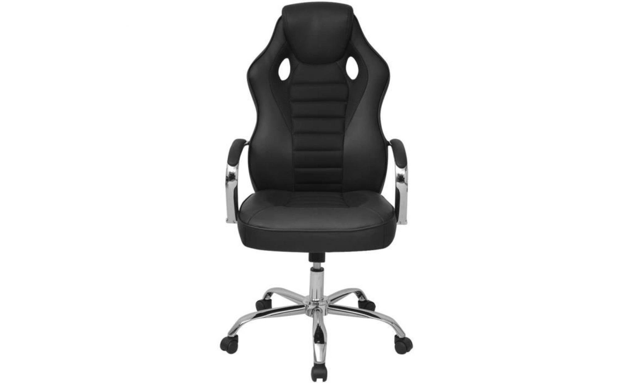 chaise de bureau fauteuil de bureau en cuir artificiel  57 x 64 x (108 116) cm (l x p x h)noir pas cher