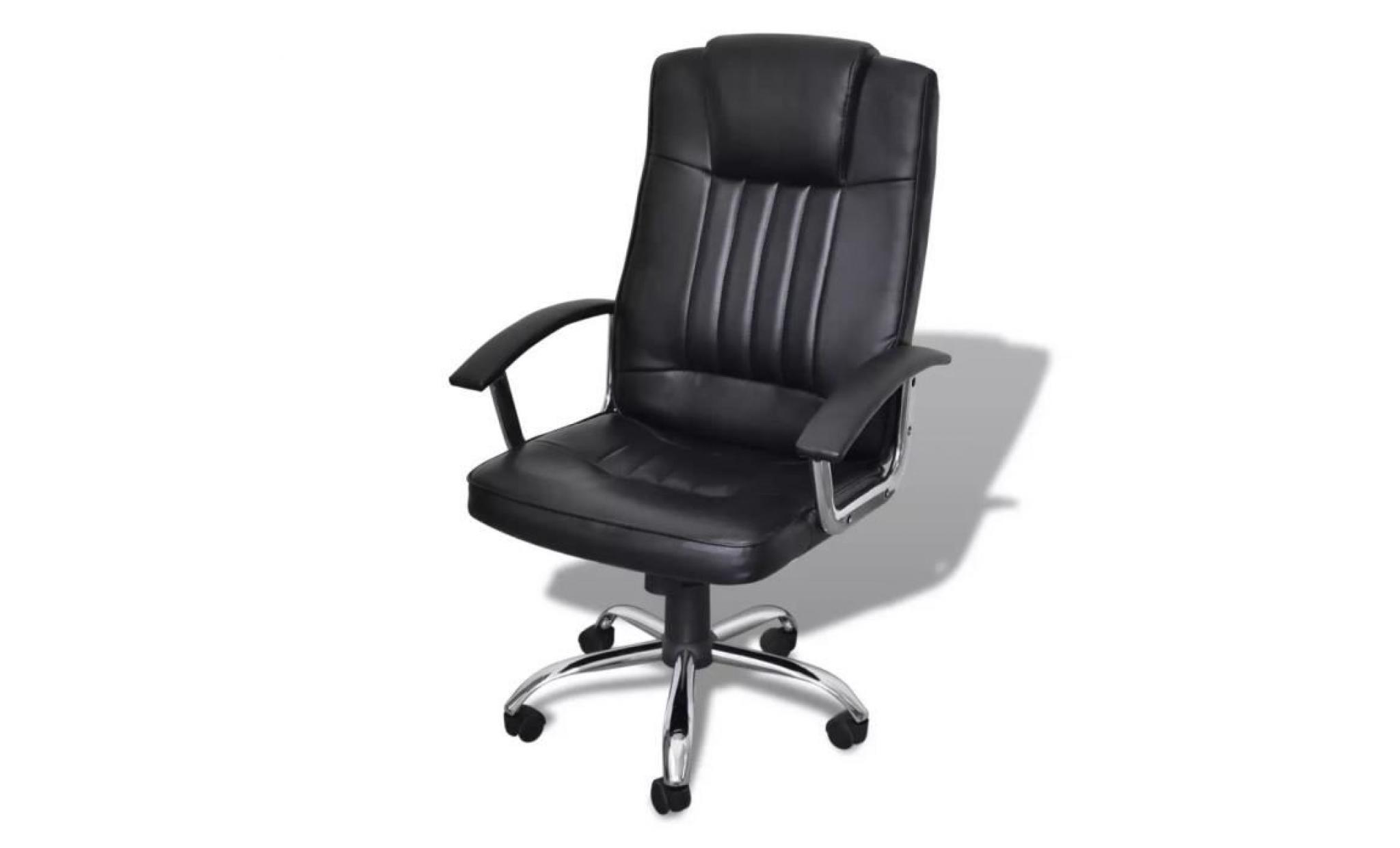 chaise de bureau fauteuil de bureau en cuir mélangé noir 65 x 66 x 107  117 cm