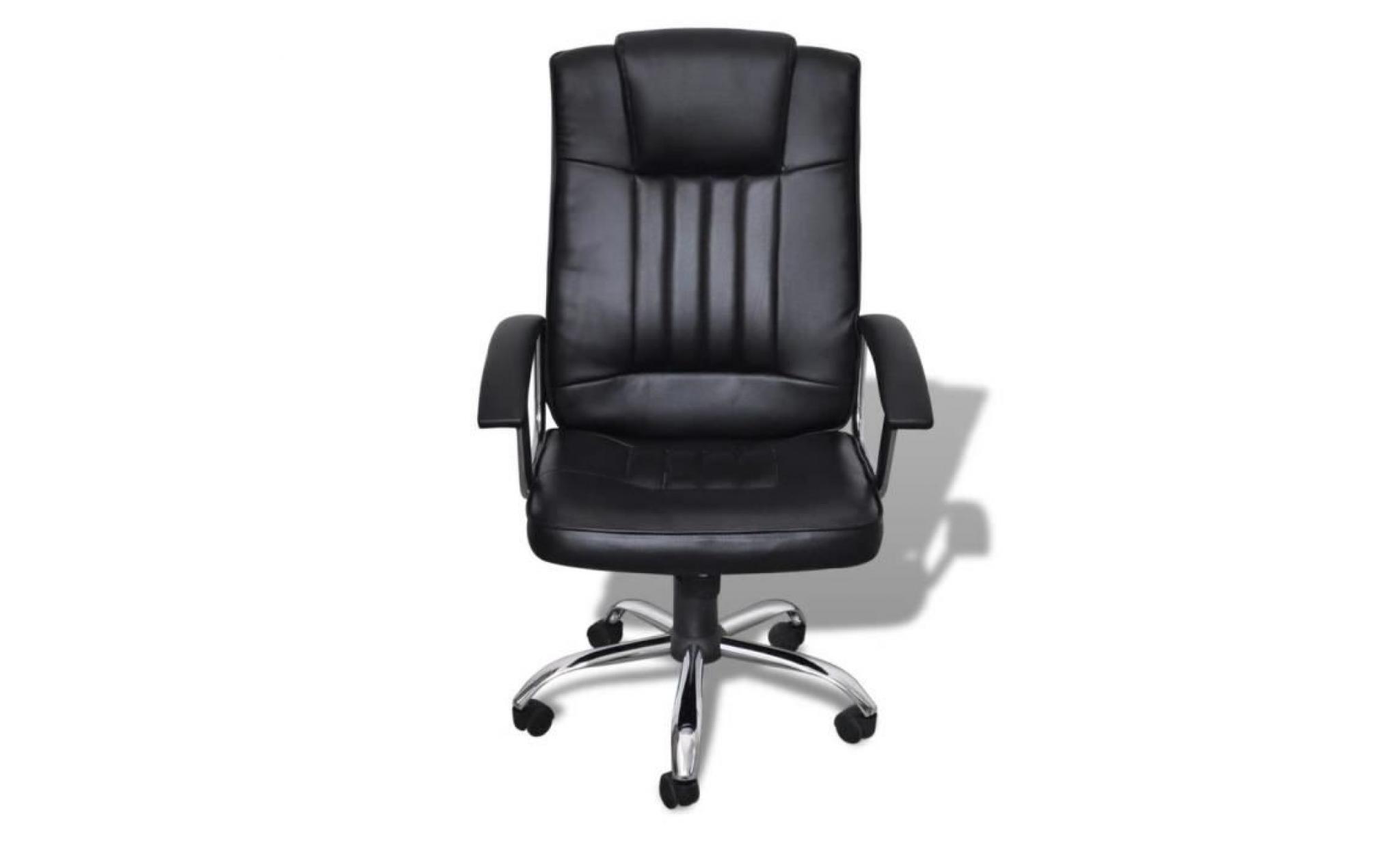 chaise de bureau fauteuil de bureau en cuir mélangé noir 65 x 66 x 107  117 cm pas cher
