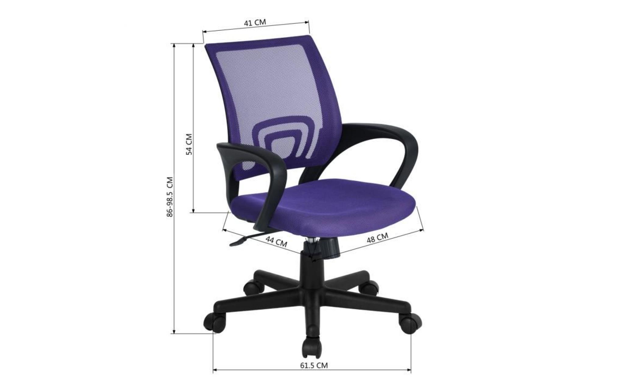 chaise de bureau fauteuil de bureau en tissu mesh hauteur réglable pivotant 360° violet pas cher