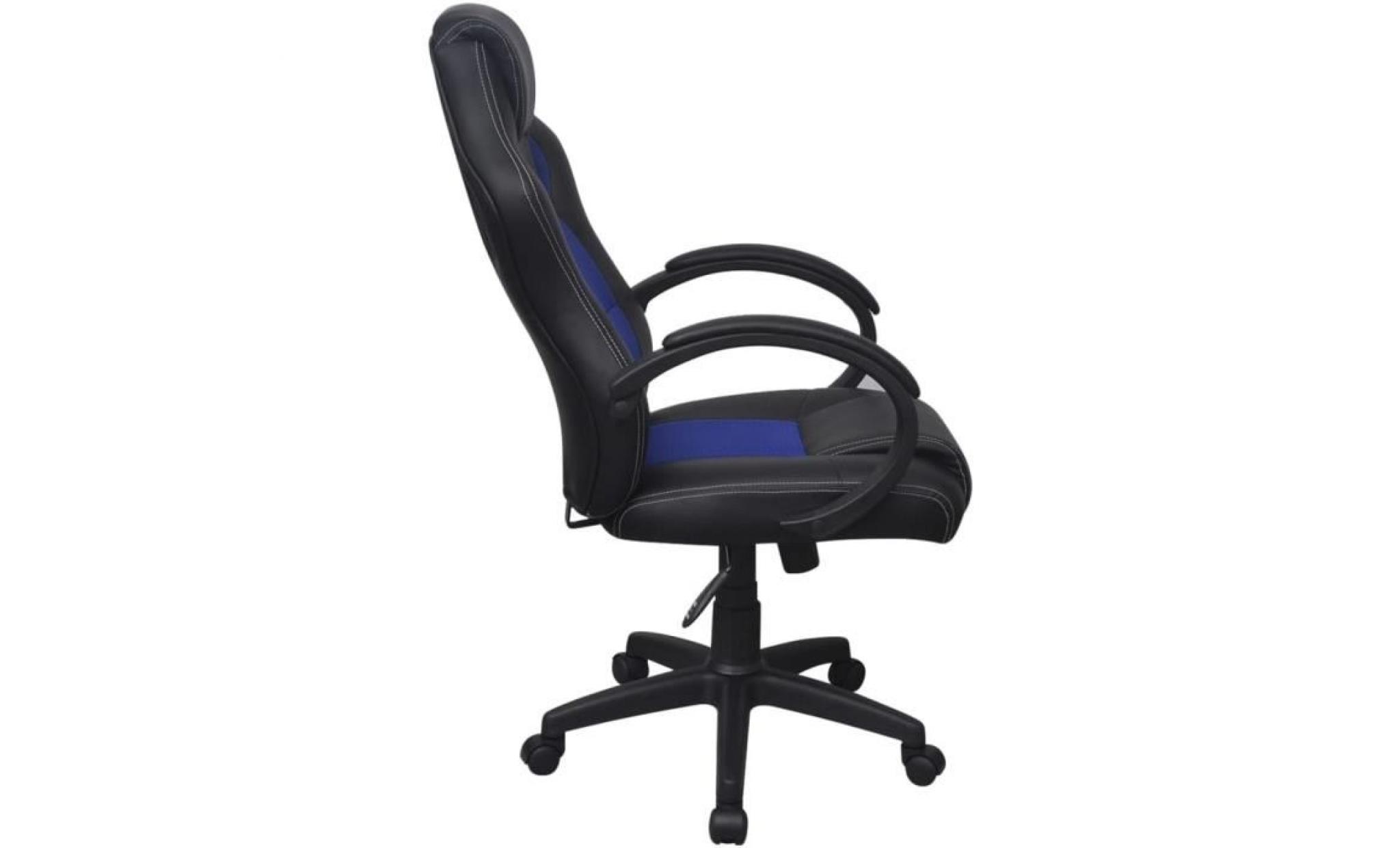 chaise de bureau fauteuil de bureau fauteuil gamer chaise 61 x 70 x (106 114) cmen cuir artificiel bleu pas cher