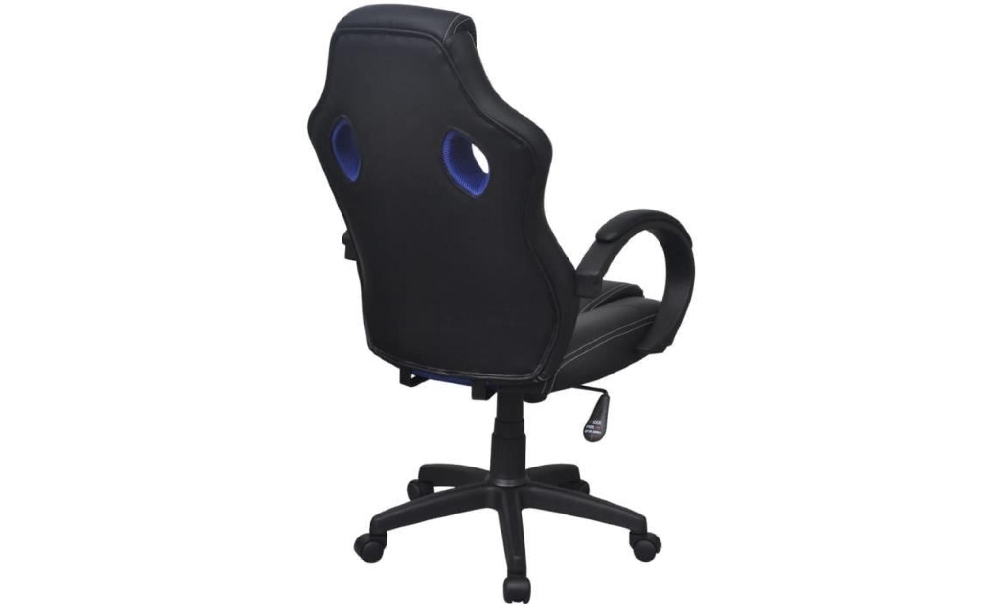 chaise de bureau fauteuil de bureau fauteuil gamer chaise 61 x 70 x (106 114) cmen cuir artificiel bleu pas cher