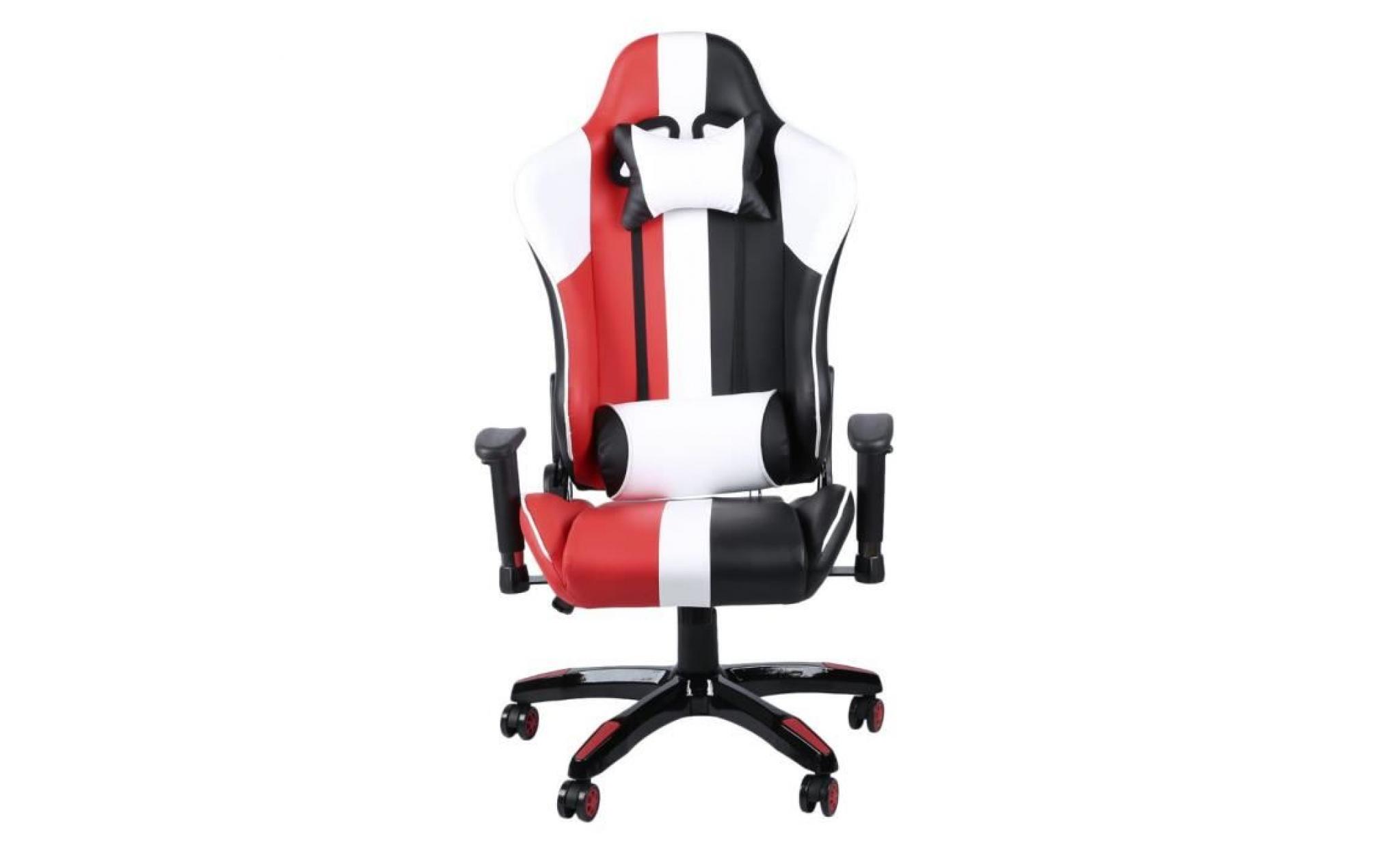 chaise de bureau fauteuil de bureau   moderne confortable ergonomique en similicuir pu hauteur réglable noir et rouge