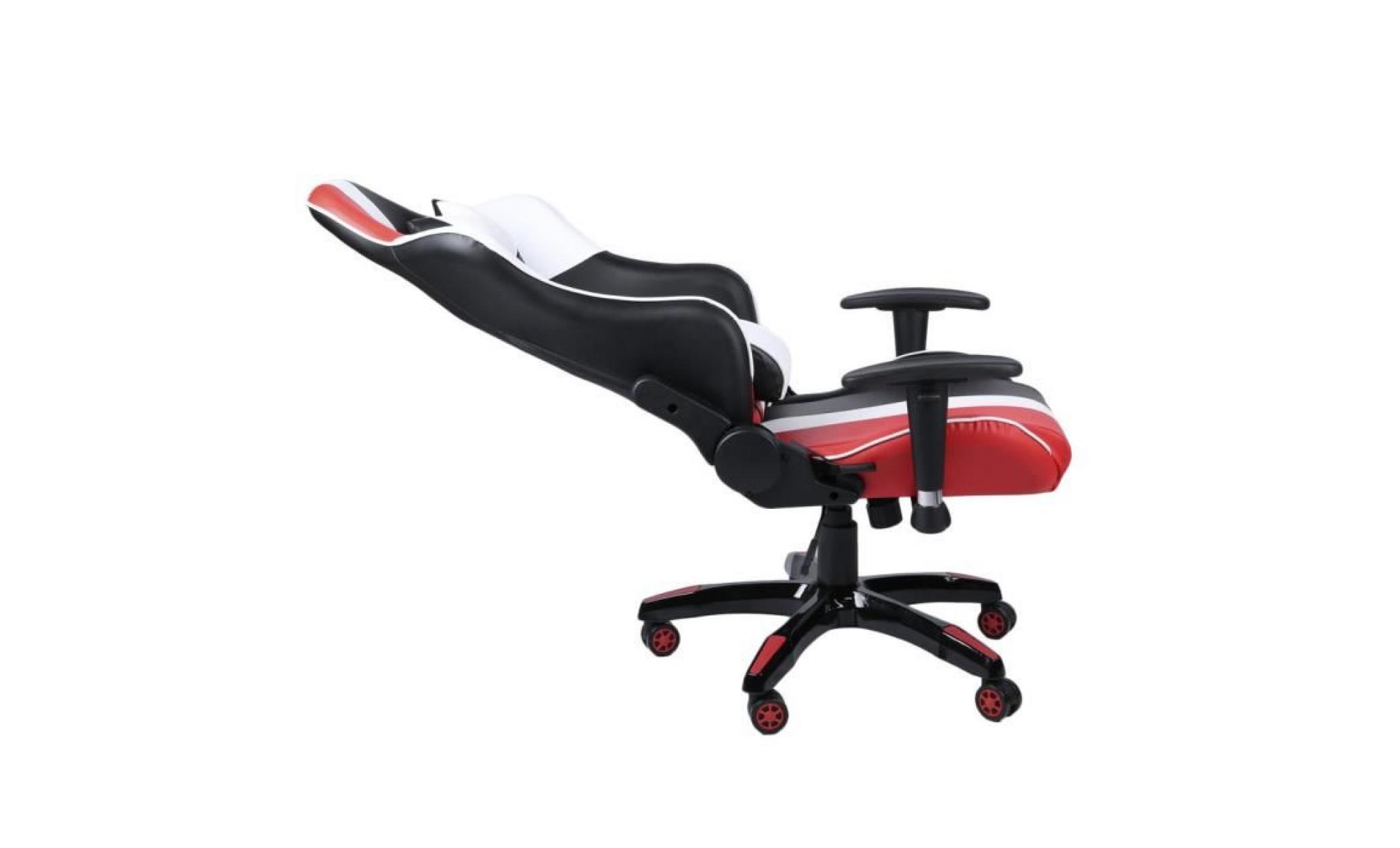 chaise de bureau fauteuil de bureau   moderne confortable ergonomique en similicuir pu hauteur réglable noir et rouge et blanc pas cher