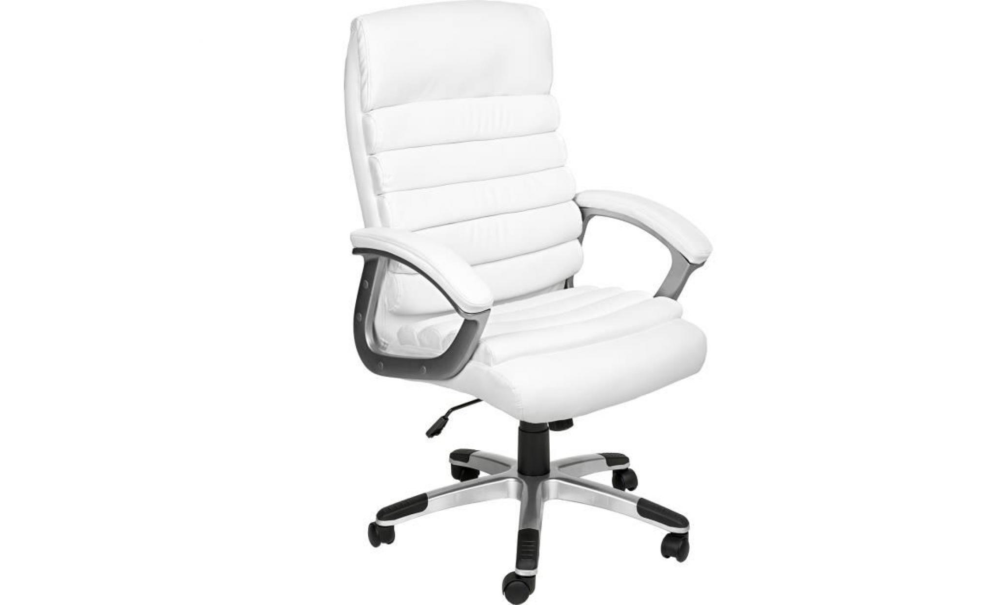 chaise de bureau, fauteuil de bureau standing   ergonomique   hauteur réglable   inclinable pivotante blanc tectake