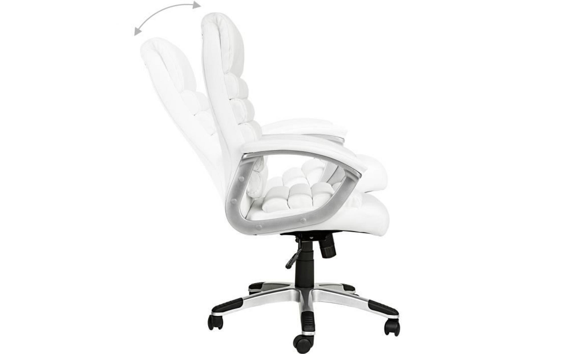 chaise de bureau, fauteuil de bureau standing   ergonomique   hauteur réglable   inclinable pivotante blanc tectake pas cher