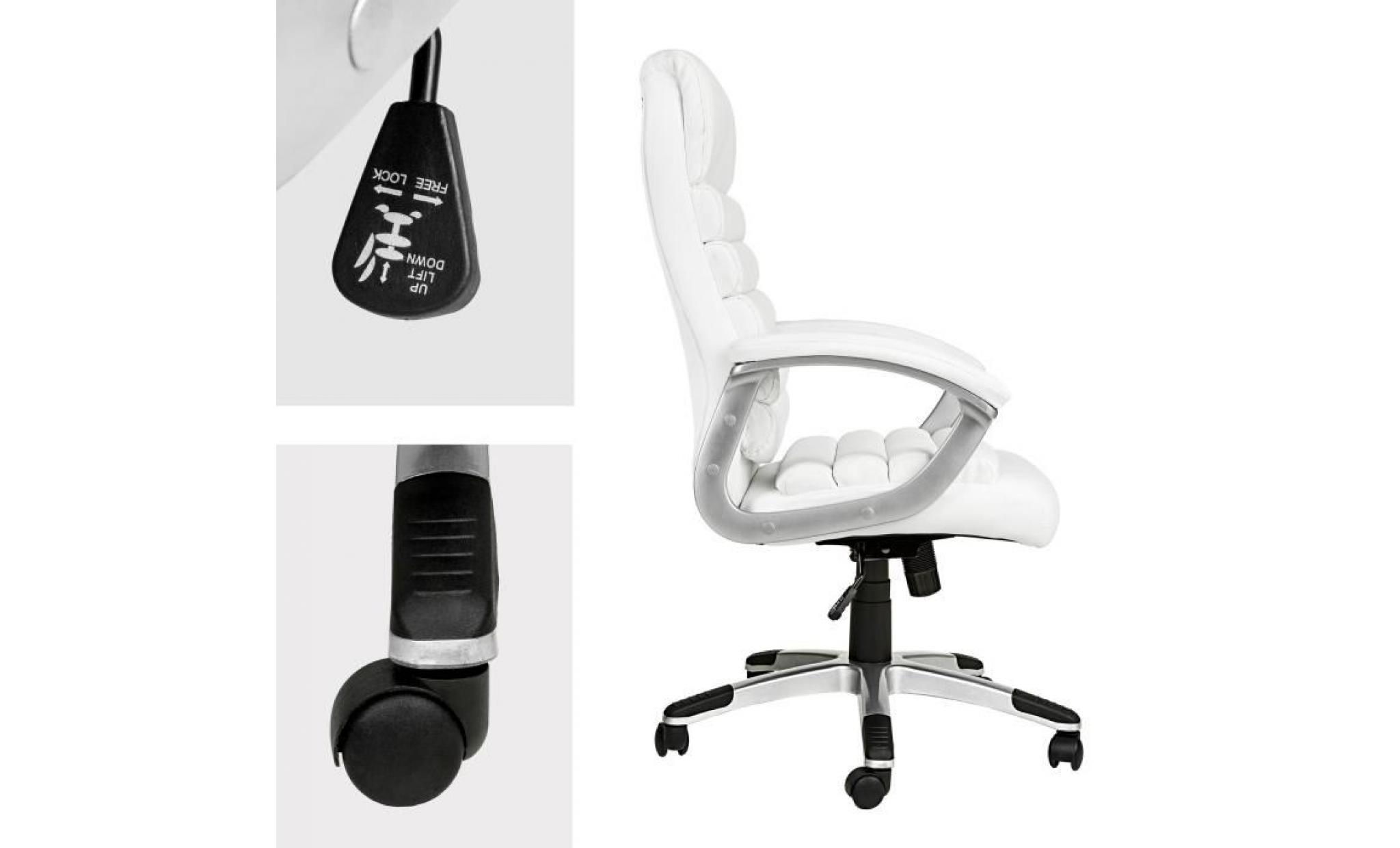 chaise de bureau, fauteuil de bureau standing   ergonomique   hauteur réglable   inclinable pivotante noir tectake pas cher