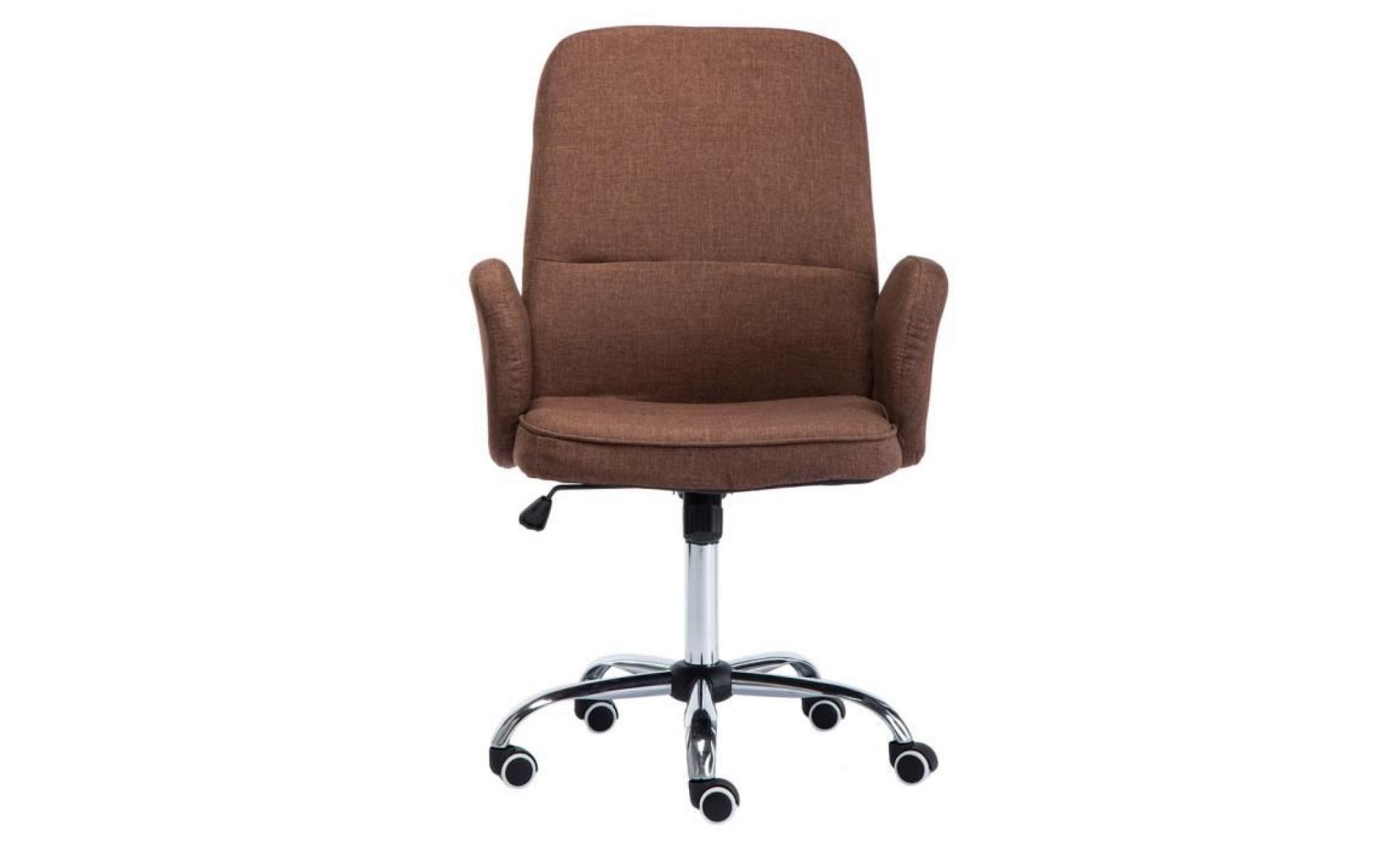 chaise de bureau fauteuil de bureau tissu pivotante 360 degrés hauteur réglable marron