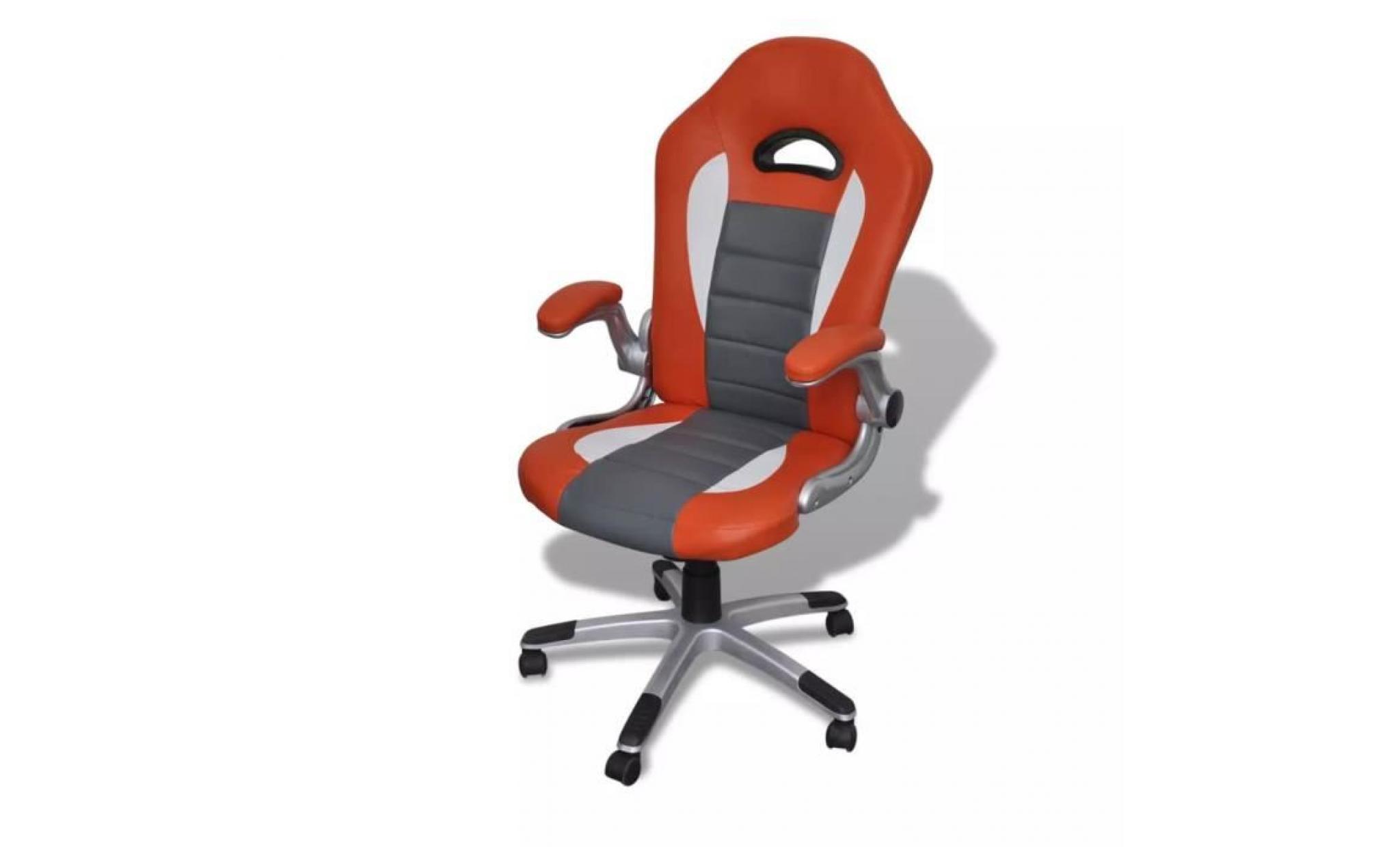 chaise de bureau fauteuil en similicuir moderne de bureau design orange