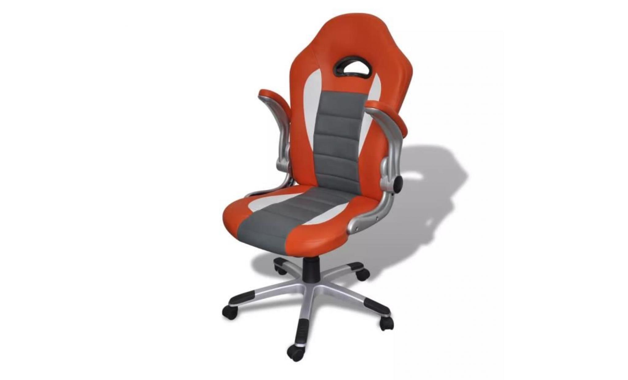 chaise de bureau fauteuil en similicuir moderne de bureau design orange pas cher