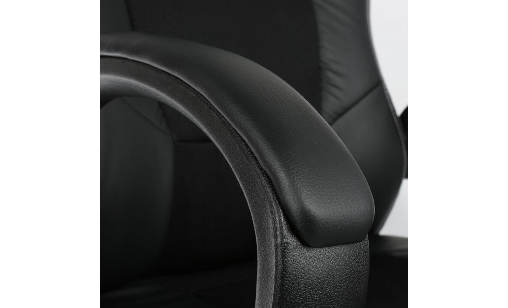 chaise de bureau fauteuil gamer noir baquet voiture de sport imitation cuir tissu rembourré pas cher