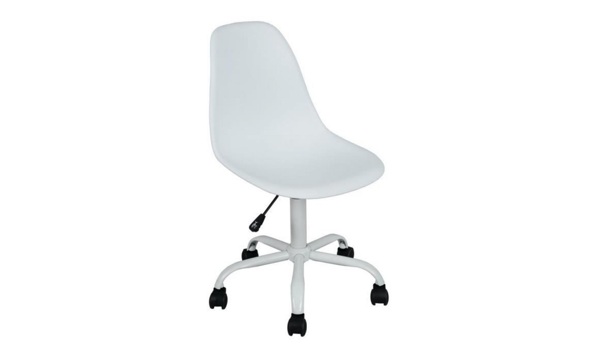 chaise de bureau fauteuil réglable roulettes plastique avec 5 roulettes ajustable  blanc pas cher