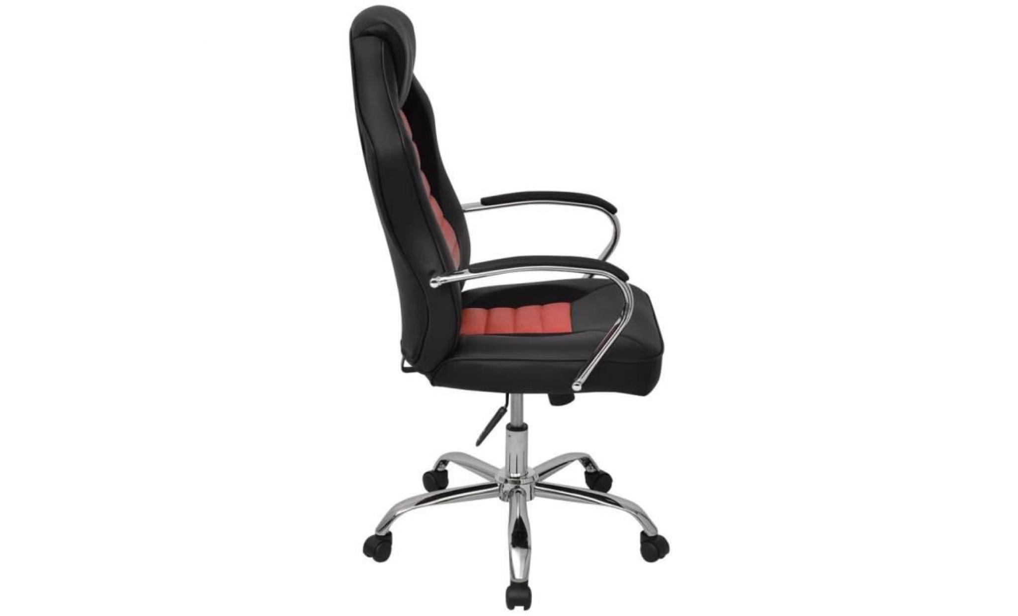 chaise de bureau fauteuilde bureau siege salon contemporain en cuir artificiel rouge vif pas cher