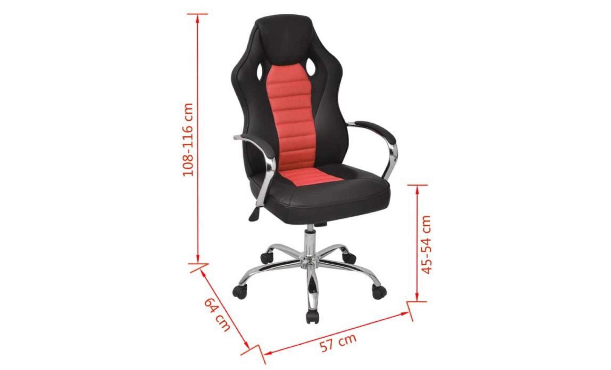 chaise de bureau fauteuilde bureau siege salon contemporain en cuir artificiel rouge vif pas cher