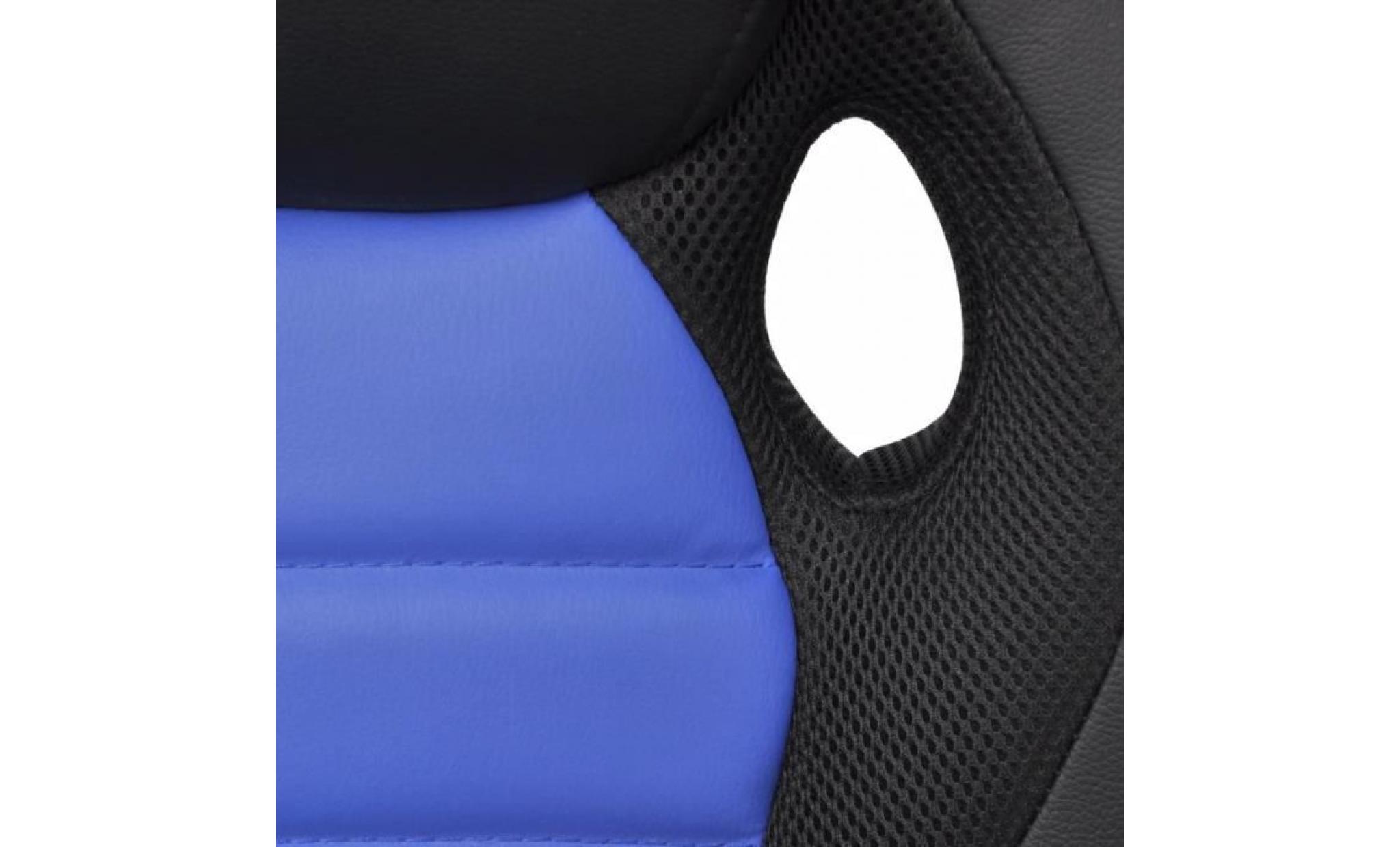 chaise de bureau gamer noir et bleu fauteuil en similicuir chromé directeur enfant adolescent jeux confortable pas cher