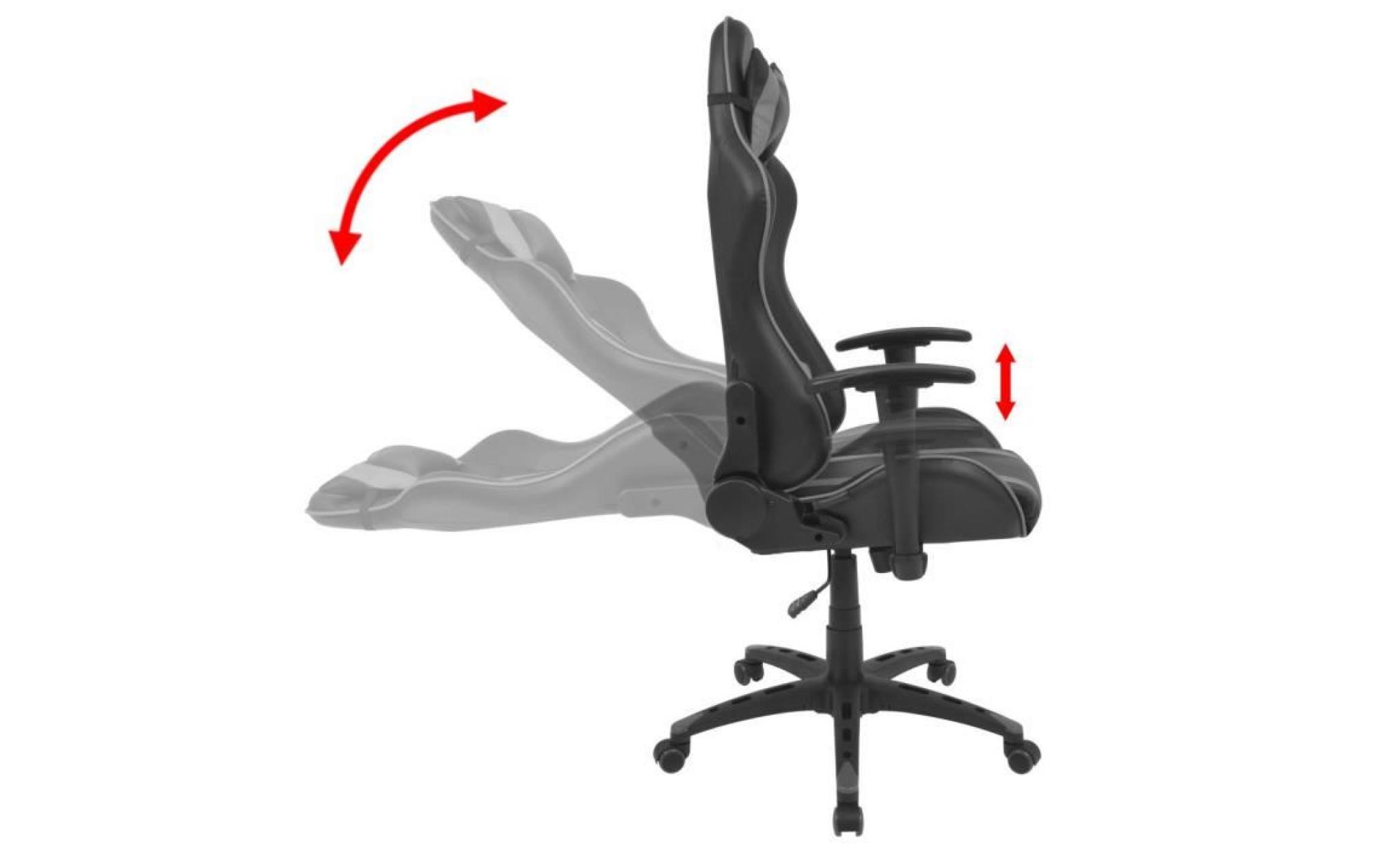 chaise de bureau gamer noir et gris fauteuil en similicuir directeur enfant adolescent jeux confortable pas cher