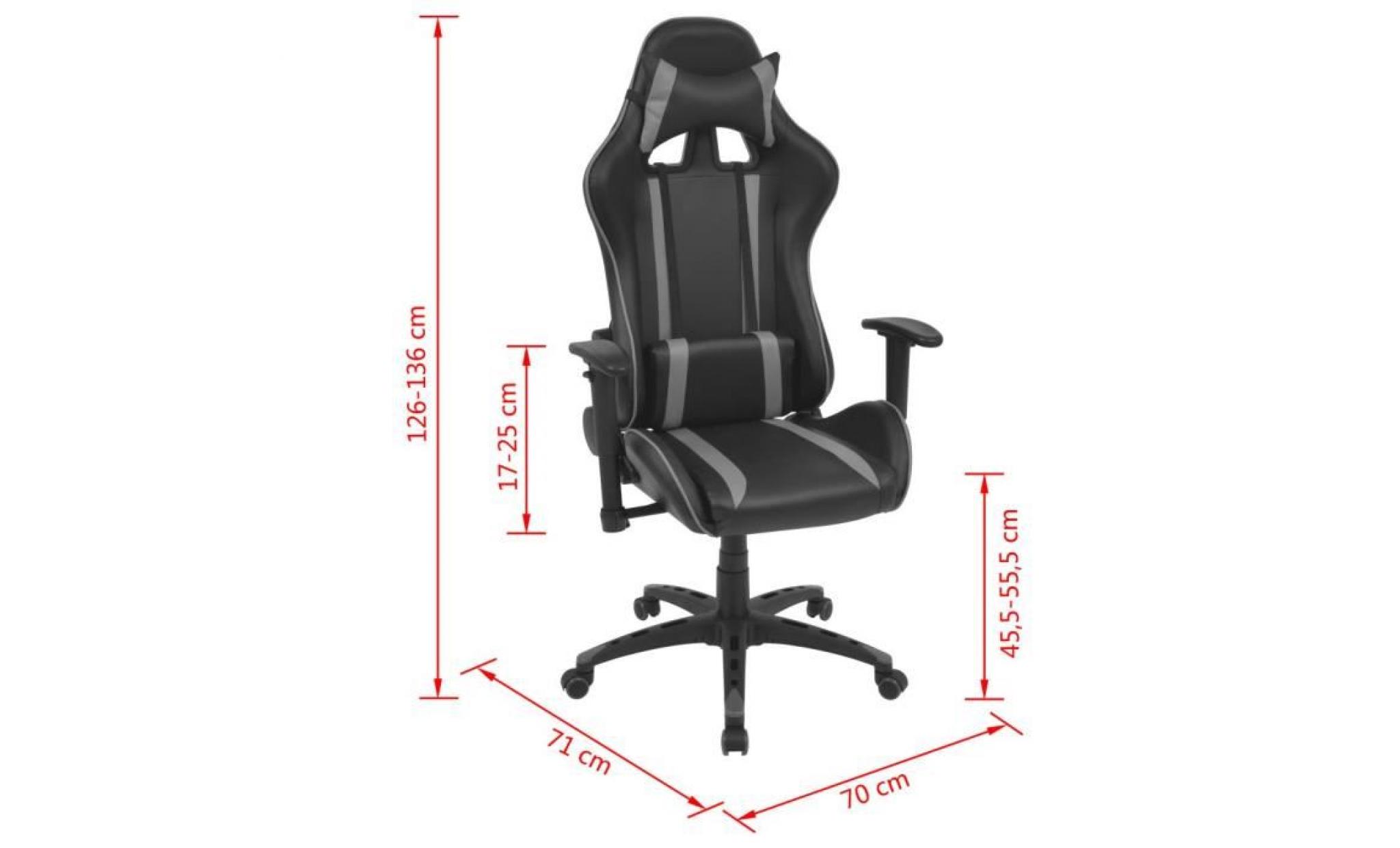 chaise de bureau gamer noir et gris fauteuil en similicuir directeur enfant adolescent jeux confortable pas cher