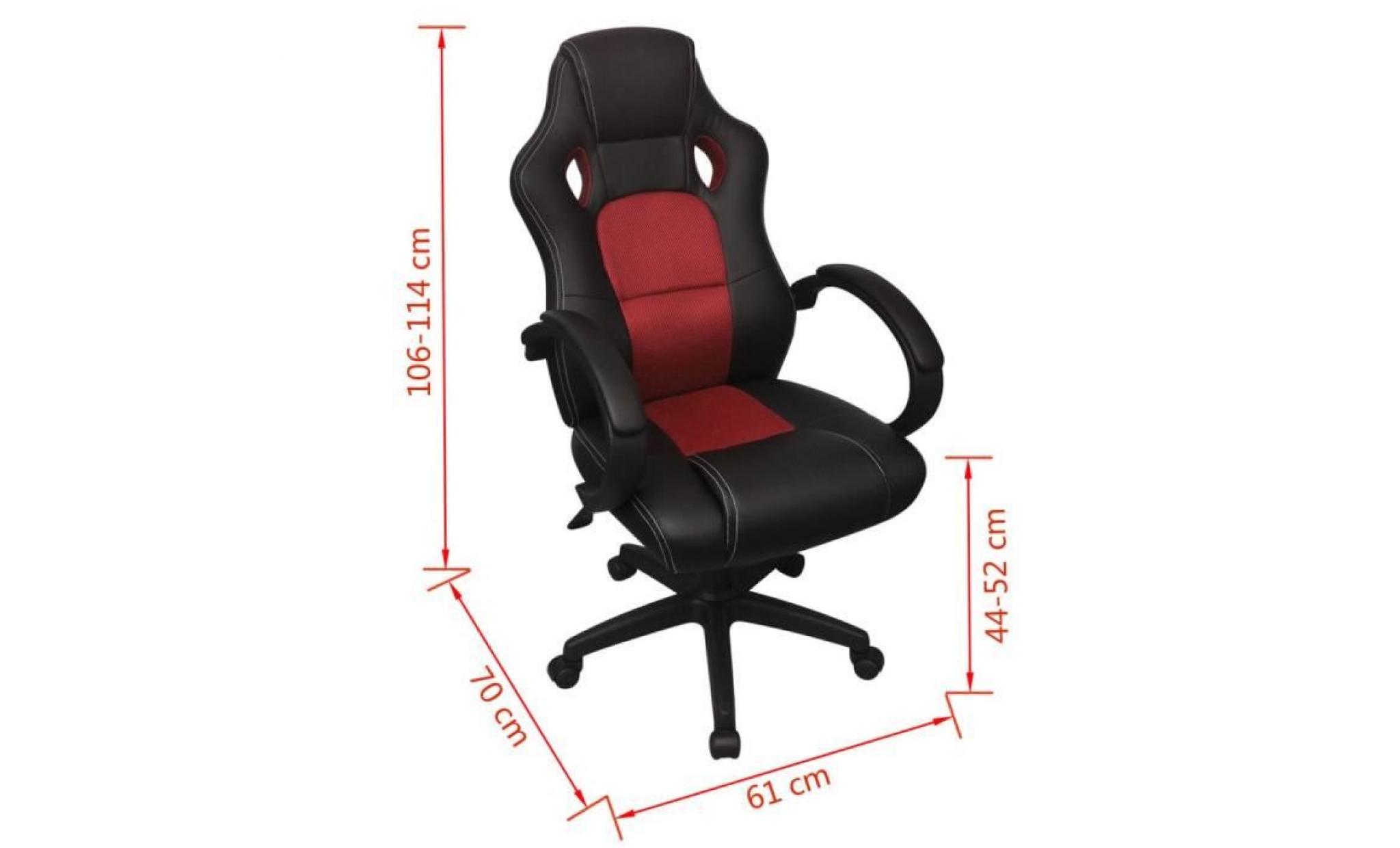 chaise de bureau gamer noir et rouge fauteuil en similicuir directeur enfant adolescent jeux confortable racing pas cher